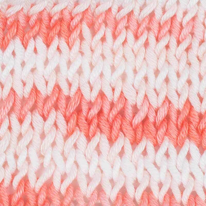 Mille Fili Print: Strickmuster in Melone-Mix von Wolle Rödel, 50g 130m, in Rosa- und Weißtönen.