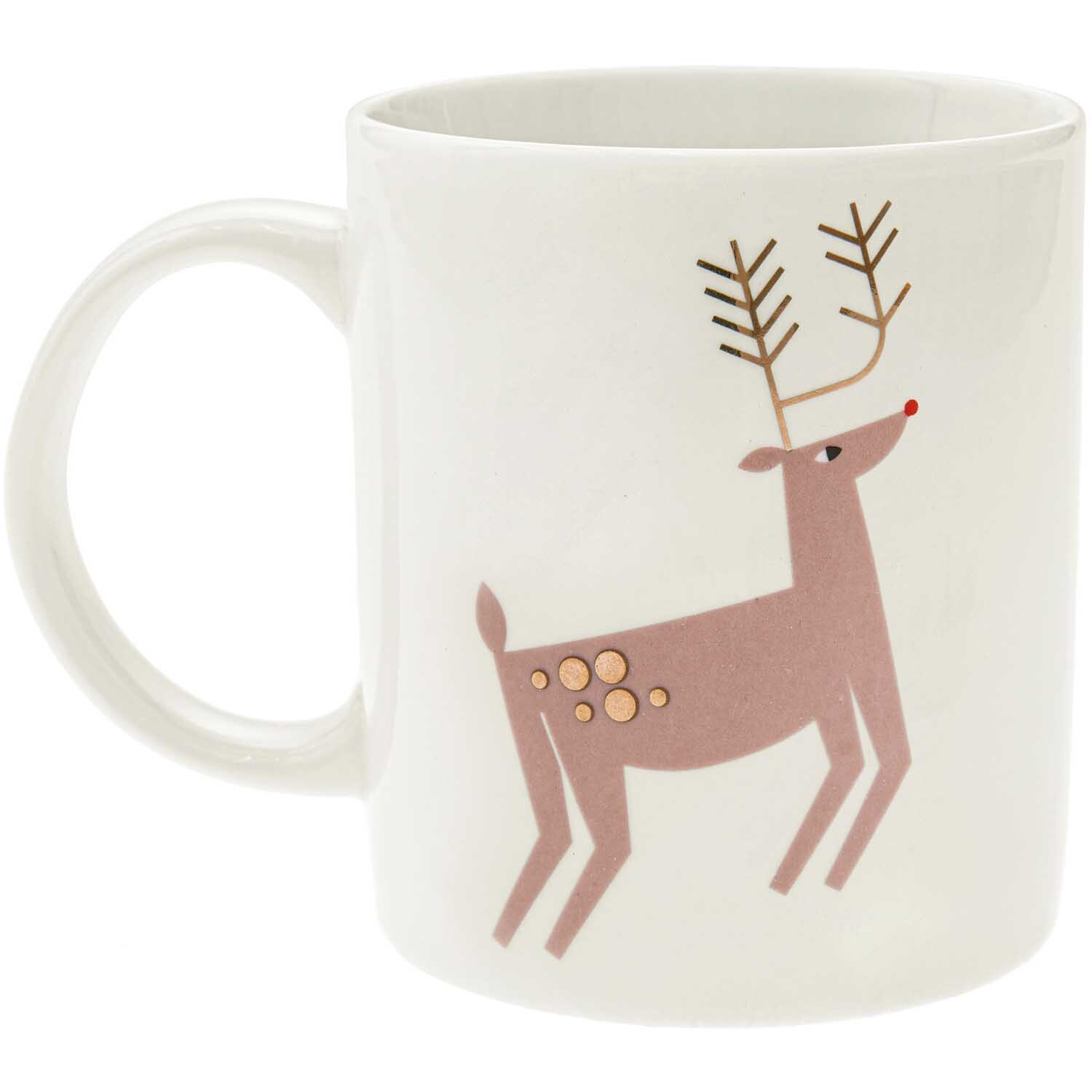 Porzellan Tasse Rentier 8x9,5cm mit Rentiermotiv, ideal für Wintergetränke, von Rico Design.