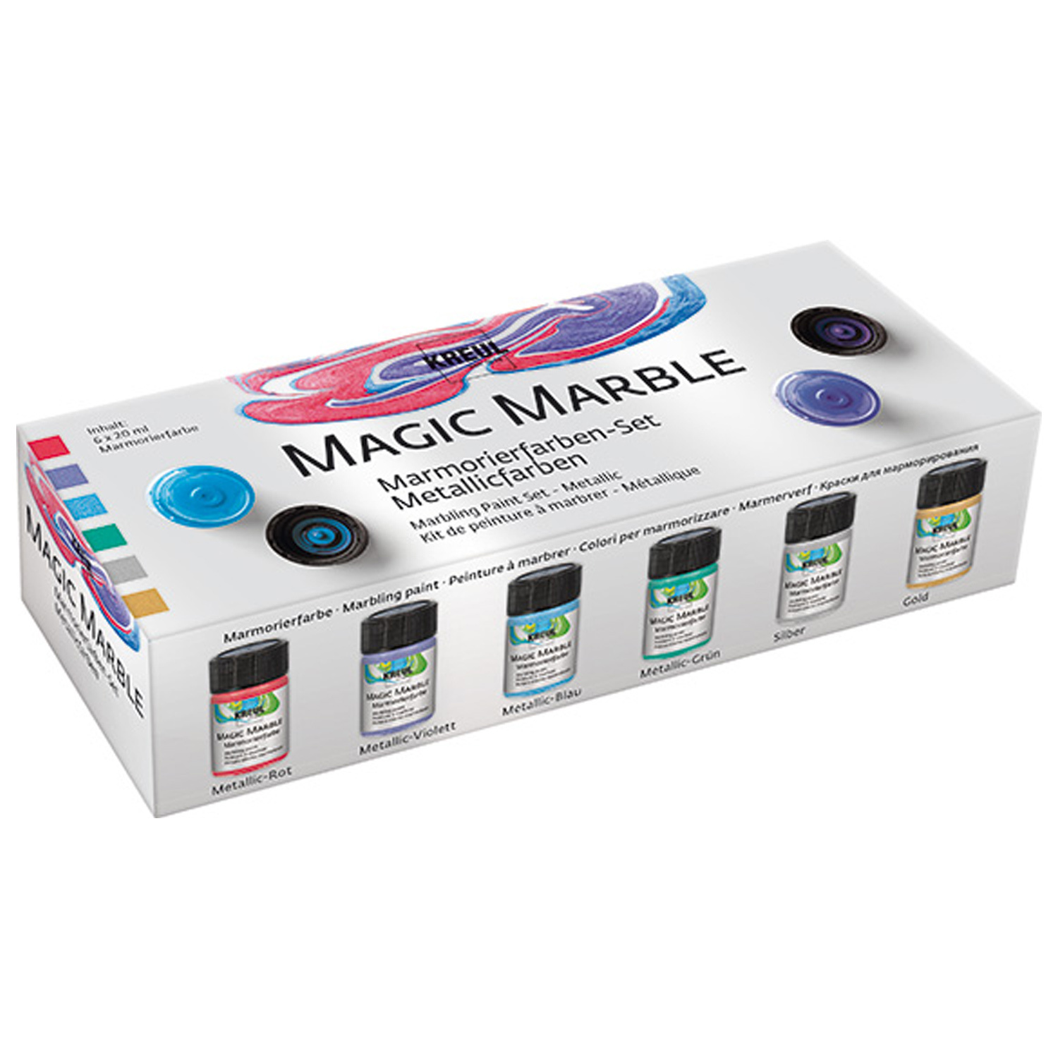 Magic Marble Marmorierfarben Set Metallic 6x20ml, mehrfarbig, von KREUL, ideal für kreative Projekte.