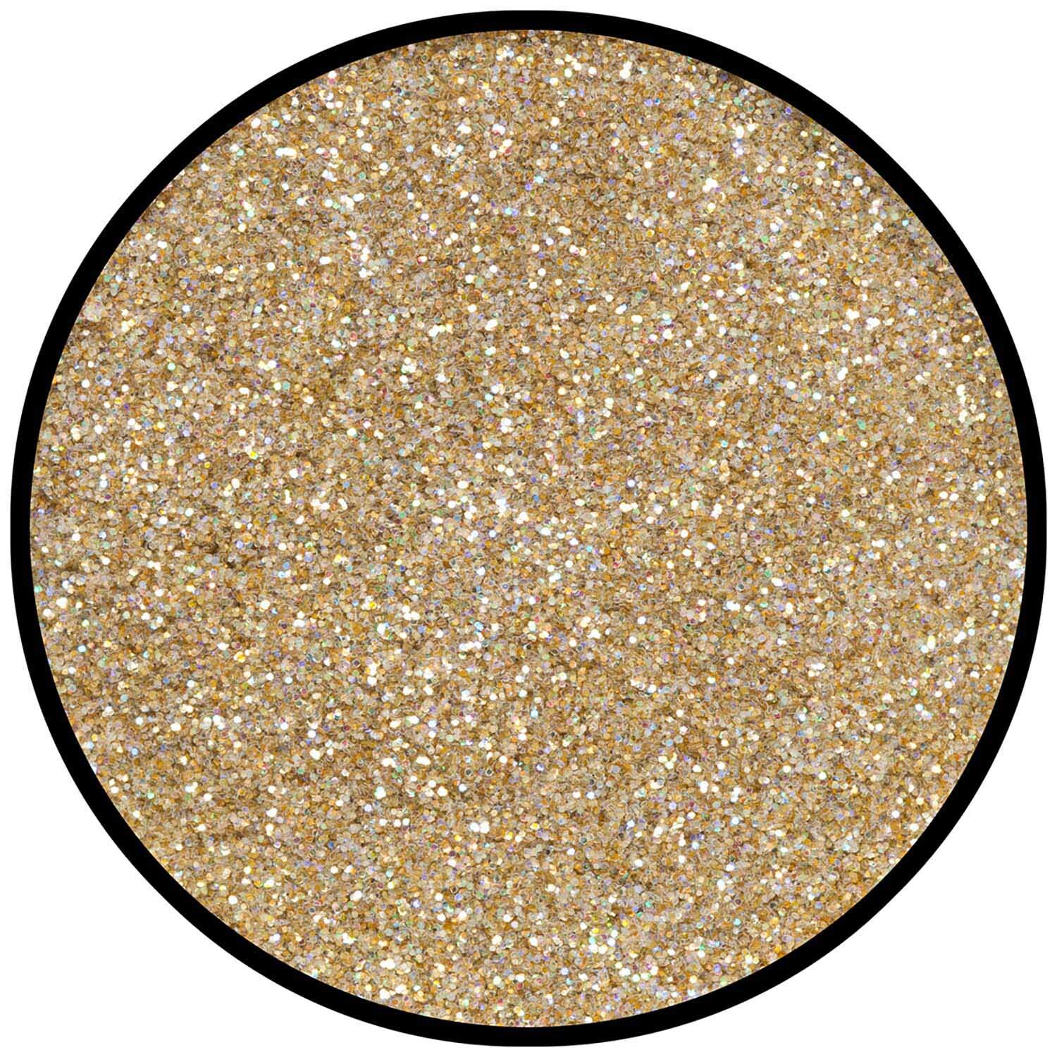 Juwel Glitzer gold fein 6g von Eulenspiegel zeigt feinen, holographischen Glitzer in Gold.