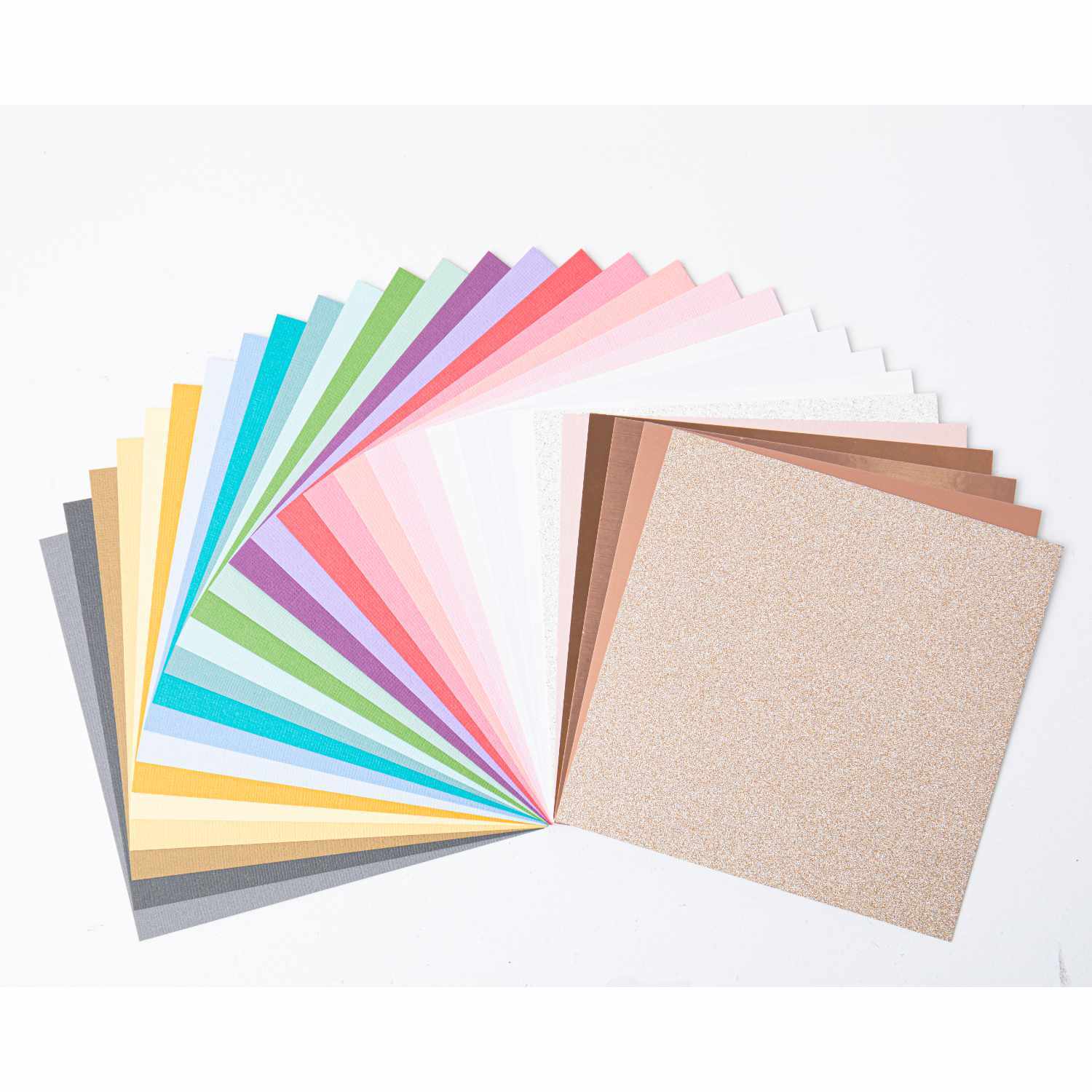 Big Shot Starter Set: Bunte A5-Papiere von Sizzix in Fächerform, ideal für kreative Bastelprojekte.