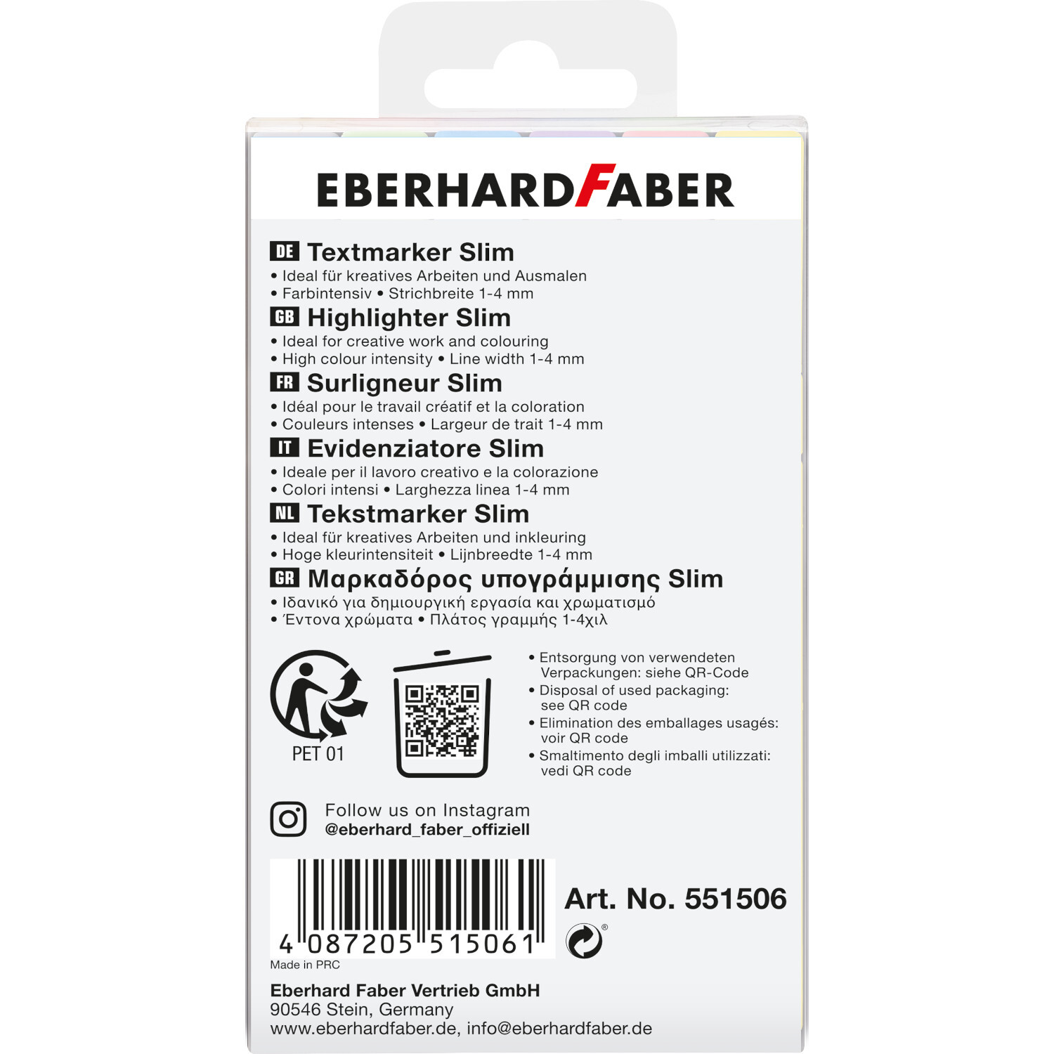 Textmarker Slim pastell 6 Stück von Eberhard Faber Vertrieb 