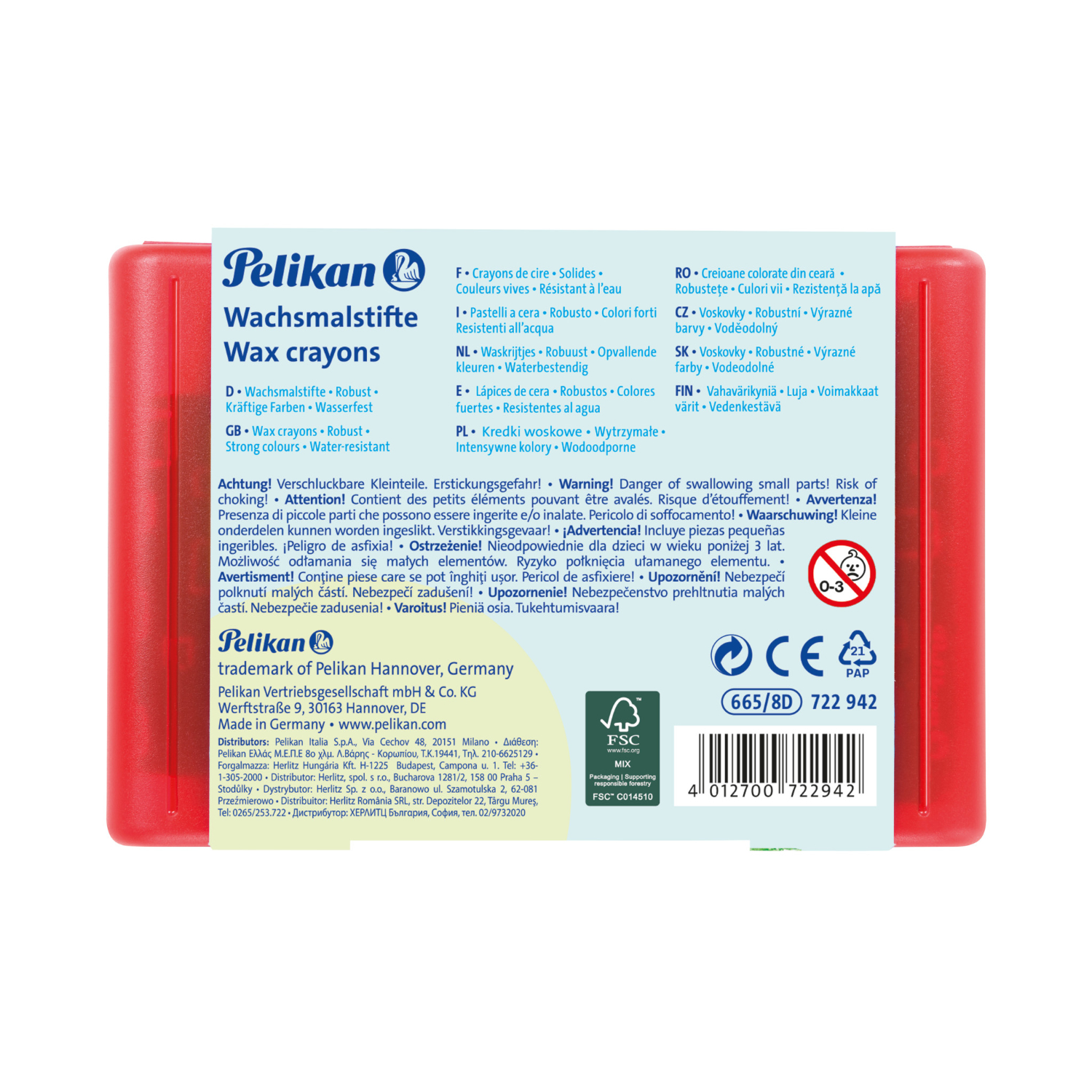 Wachsmaler dreieckig mit rotem Etui 9-teilig von Pelikan Vertriebsgesellschaft