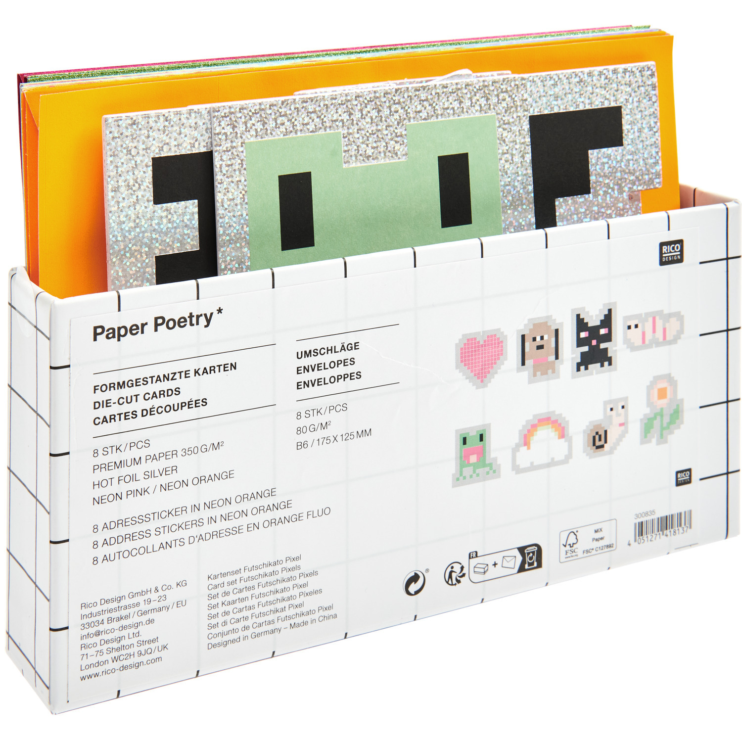Paper Poetry Kartenset Futschikato Pixel  B6/B6 20-teilig von Rico Design