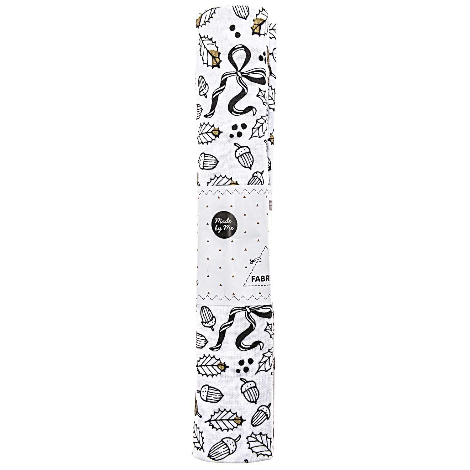 Stoff Eicheln weiß-gold 50x140cm von Rico Design