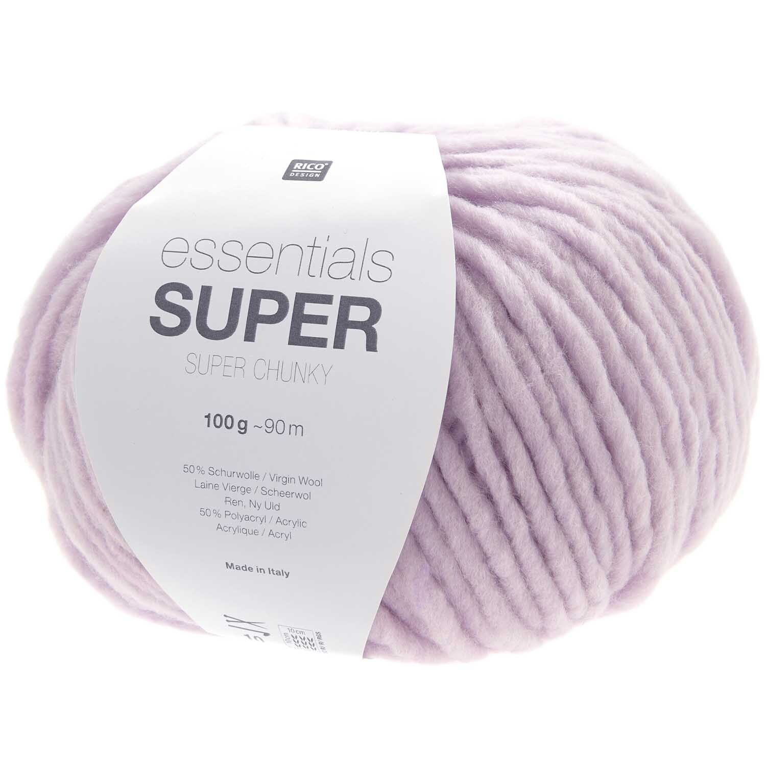 Essentials Super super chunky Strickgarn in Orchidee von Rico Design, 100g, 90m, auf weißem Hintergrund.