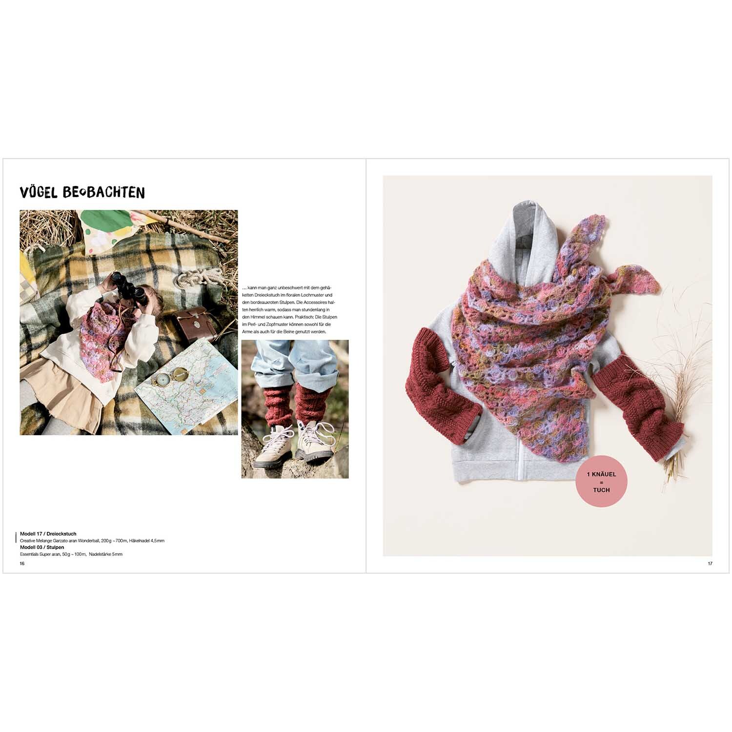 Kids Nr.11: Strickset mit buntem Schal und Handschuhen von Rico Design, ideal für Outdoor-Aktivitäten.