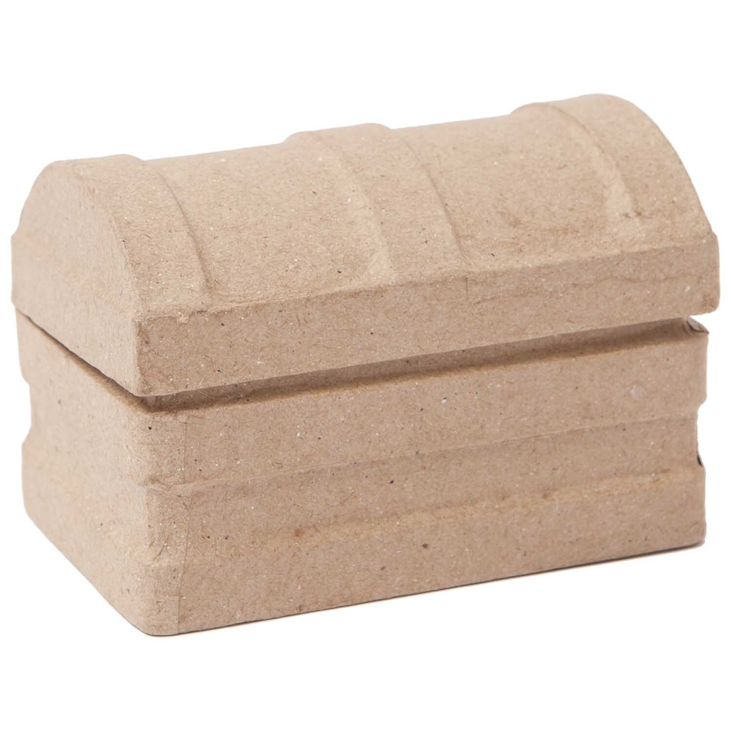 Pappmaché Schatztruhe von Rico Design, rechteckig und naturfarben, ideal zum Dekorieren.