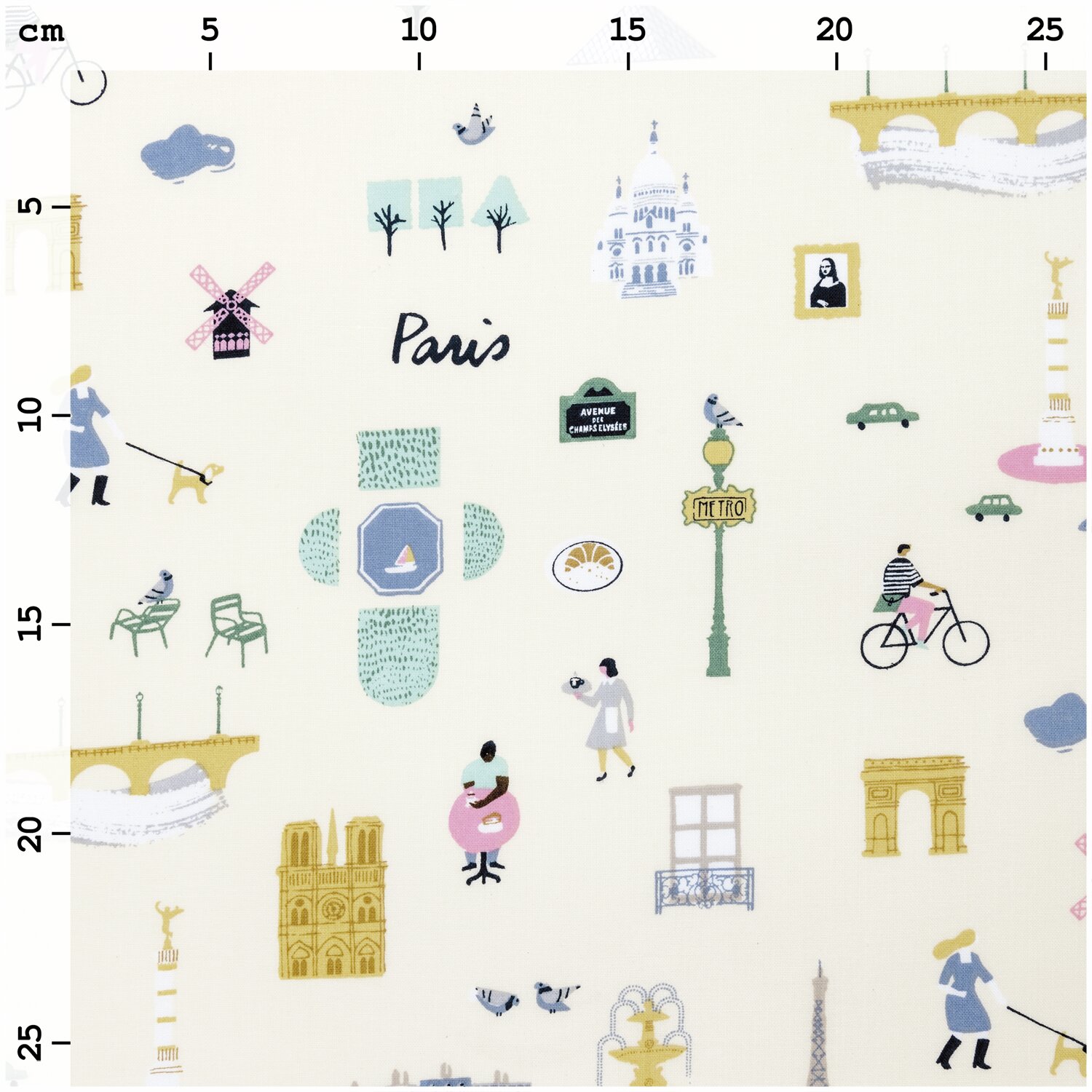 Druckstoff Paris hellgelb 50x140cm von Rico Design
