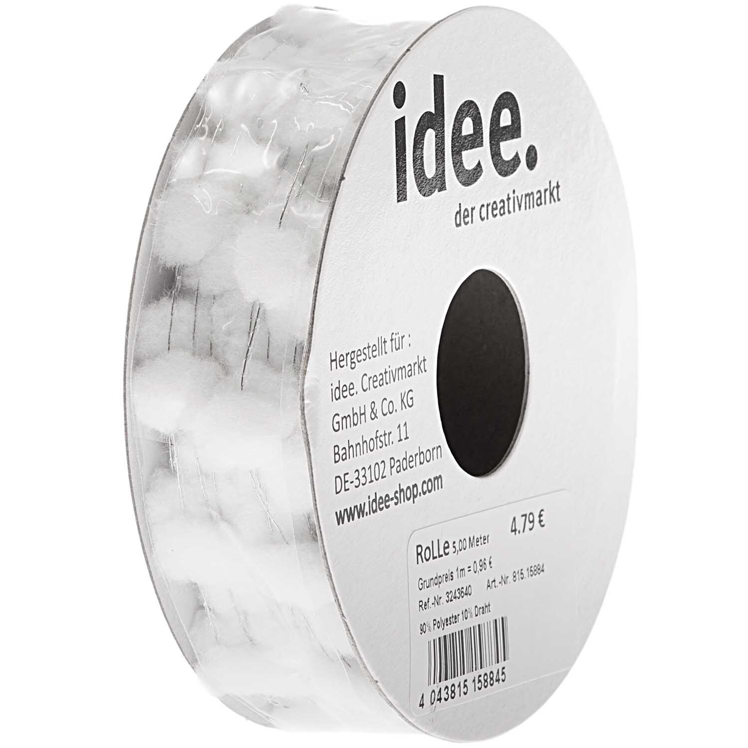 Pompon-Dekoband weiß 5m von idee. Creativmarkt 