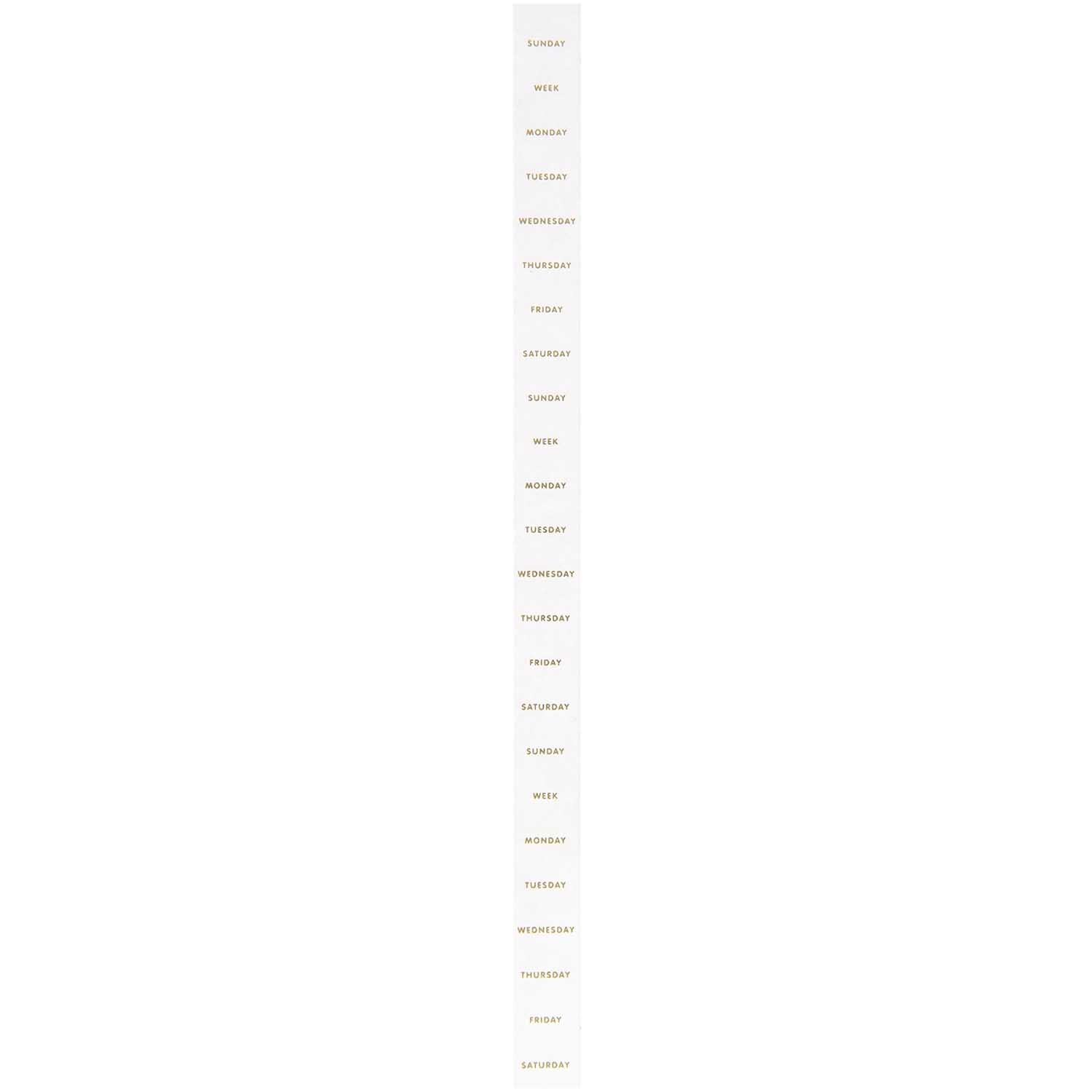 Paper Poetry Tape mit Wochentagen in elegantem Design. Weiß-goldenes Klebeband von Rico Design.