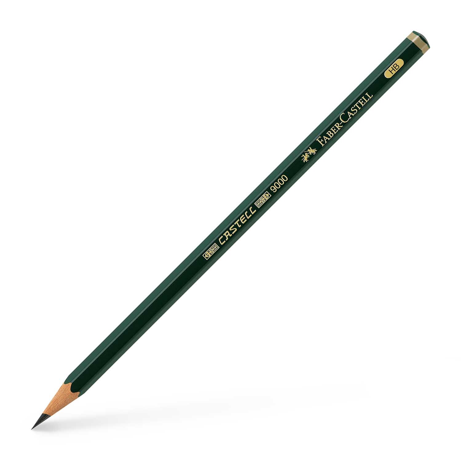 Castell 9000 Bleistift von Faber Castell in Dunkelgrün, ideal für präzises Zeichnen und Skizzieren.