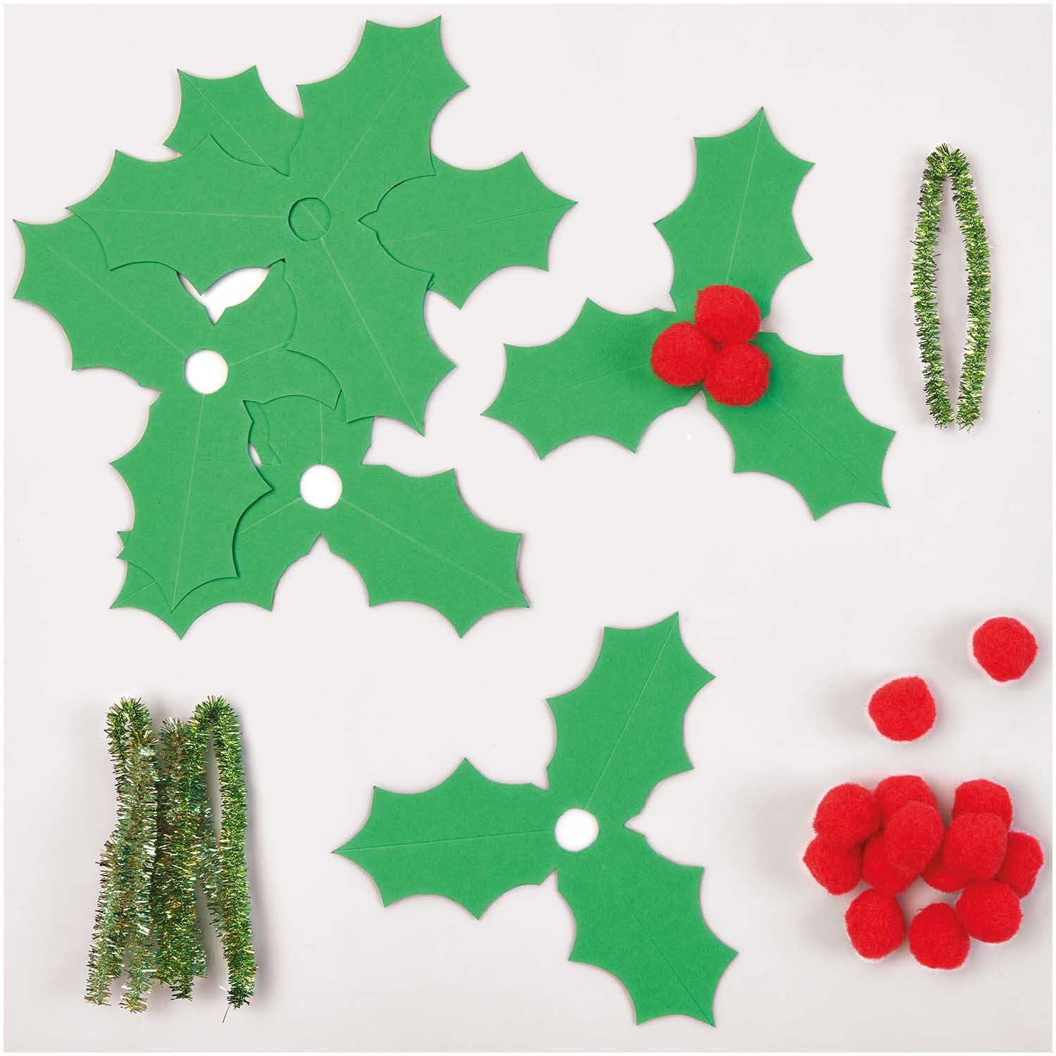 Paper Poetry Christbaumkugel-Topper Ilex grün 6 Stück von Rico Design