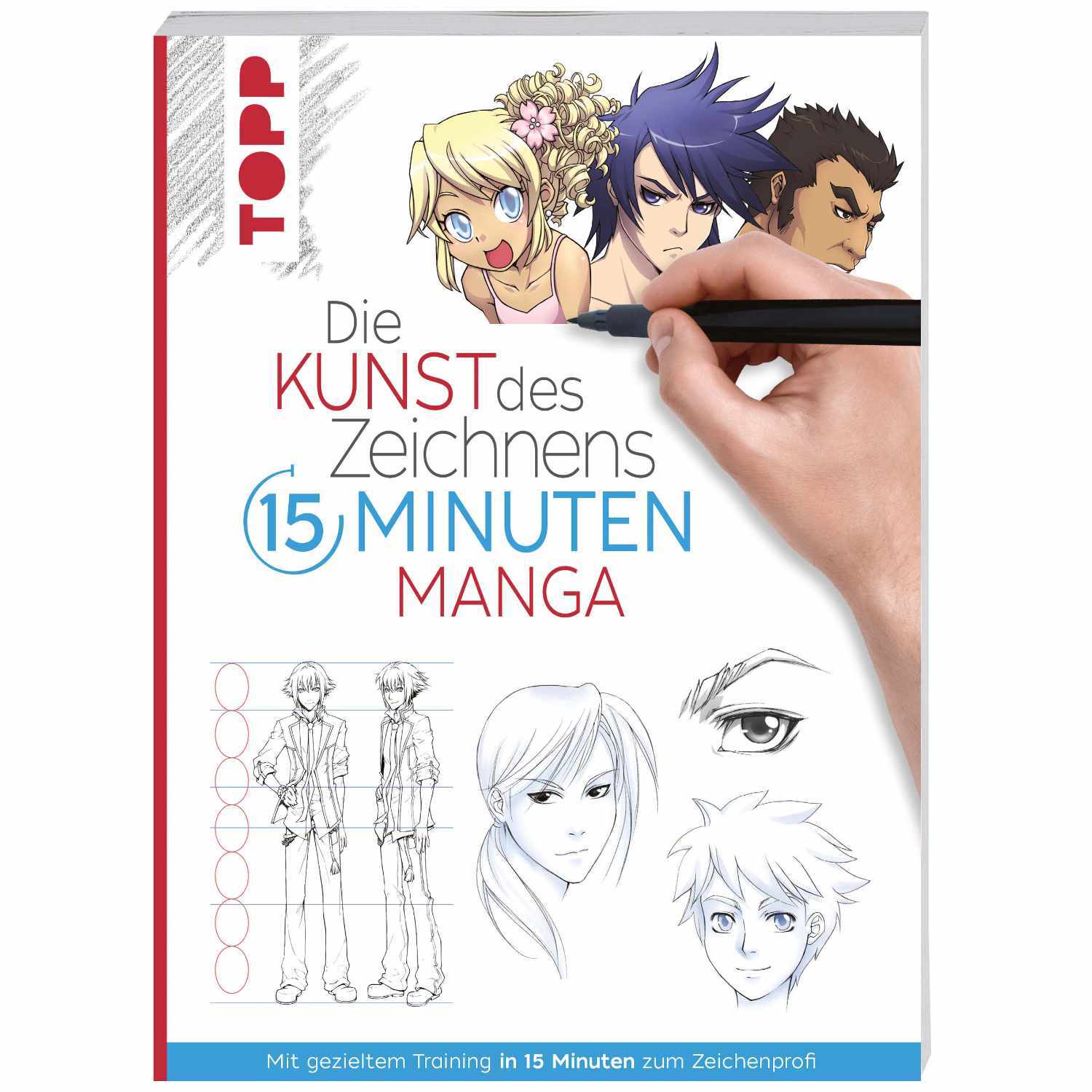 Die Kunst des Zeichnens - 15 Minuten Manga: Hand zeichnet Manga-Charaktere auf weißem Papier, Marke TOPP.