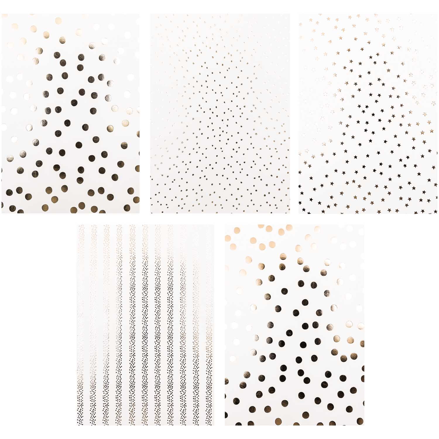Paper Poetry Motivpapier Block mit Punkten und Hot Foil-Effekt von Rico Design, 20 Blatt.