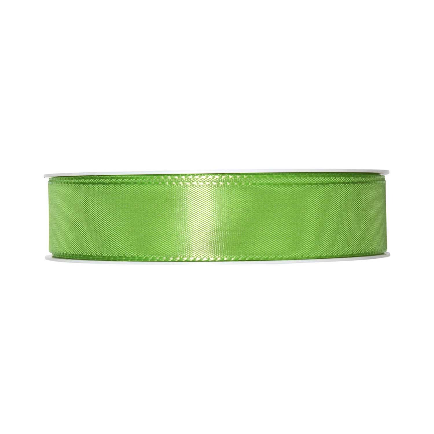 Taftband 25mm 5m in Hellgrün von Halbach, aufgerollt und bereit für kreative Projekte.