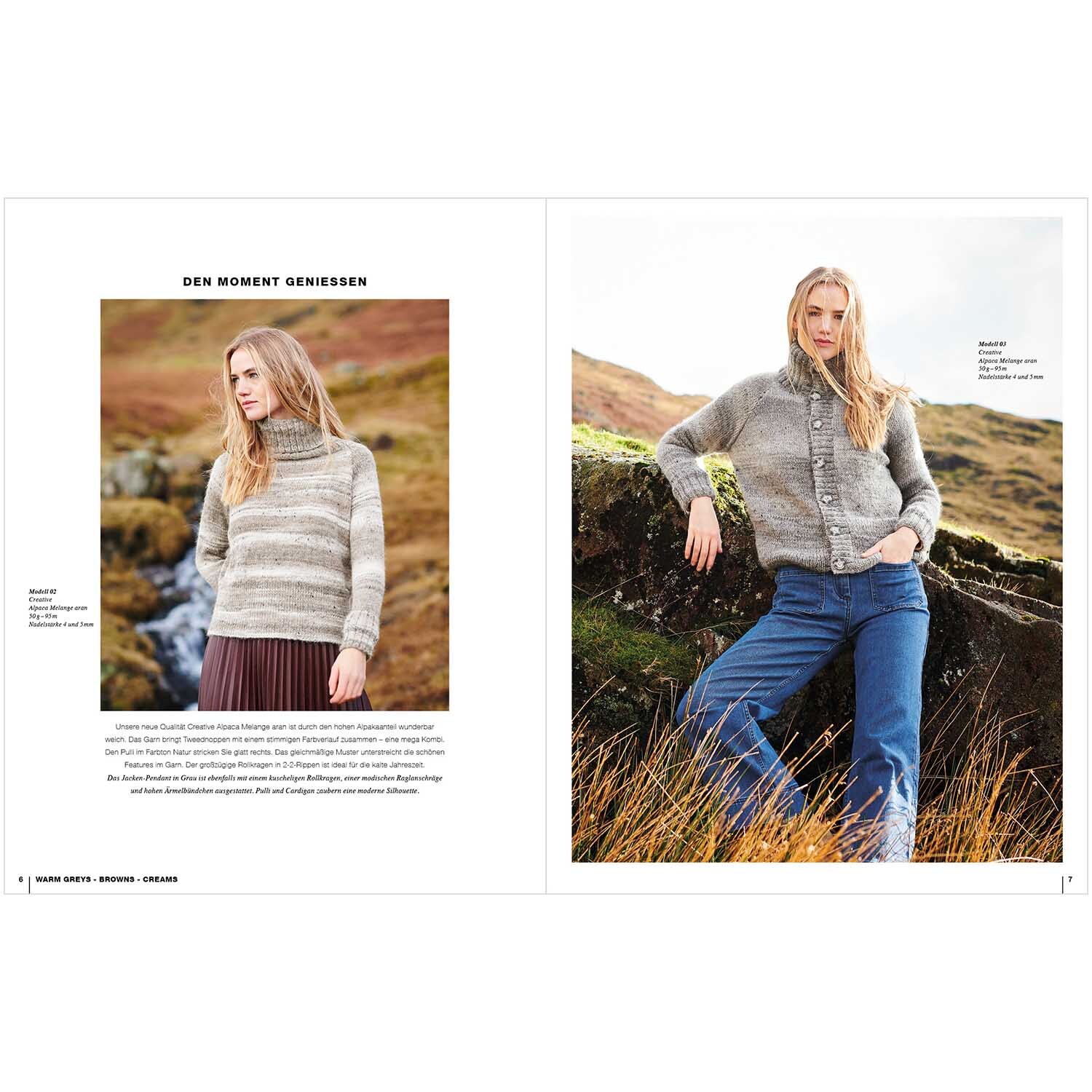 Lovewool Nr.15 Handstrickmagazin Herbst-Winter zeigt zwei Frauen in gestrickten Pullovern in einer herbstlichen Landschaft.
