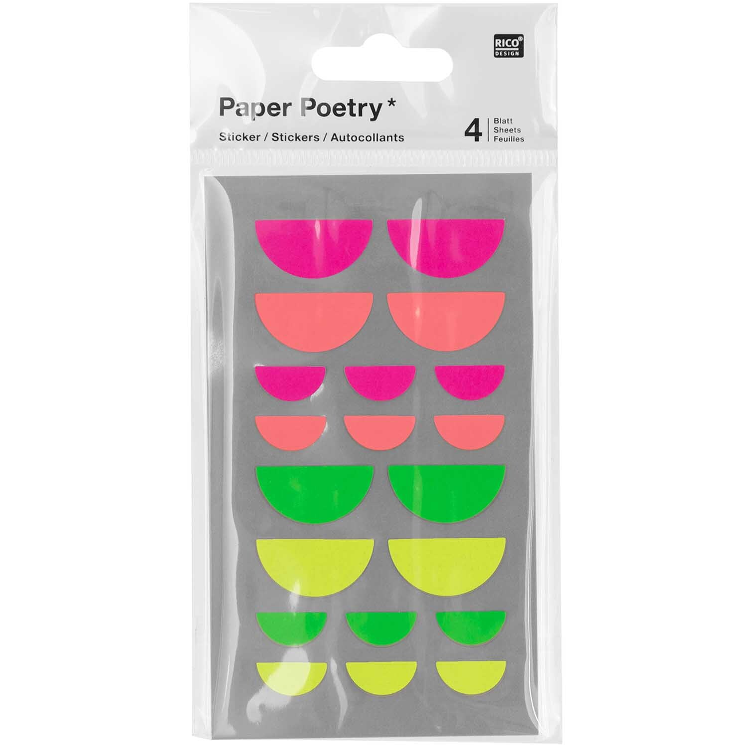 Paper Poetry Sticker Mund neon 4 Blatt von Rico Design