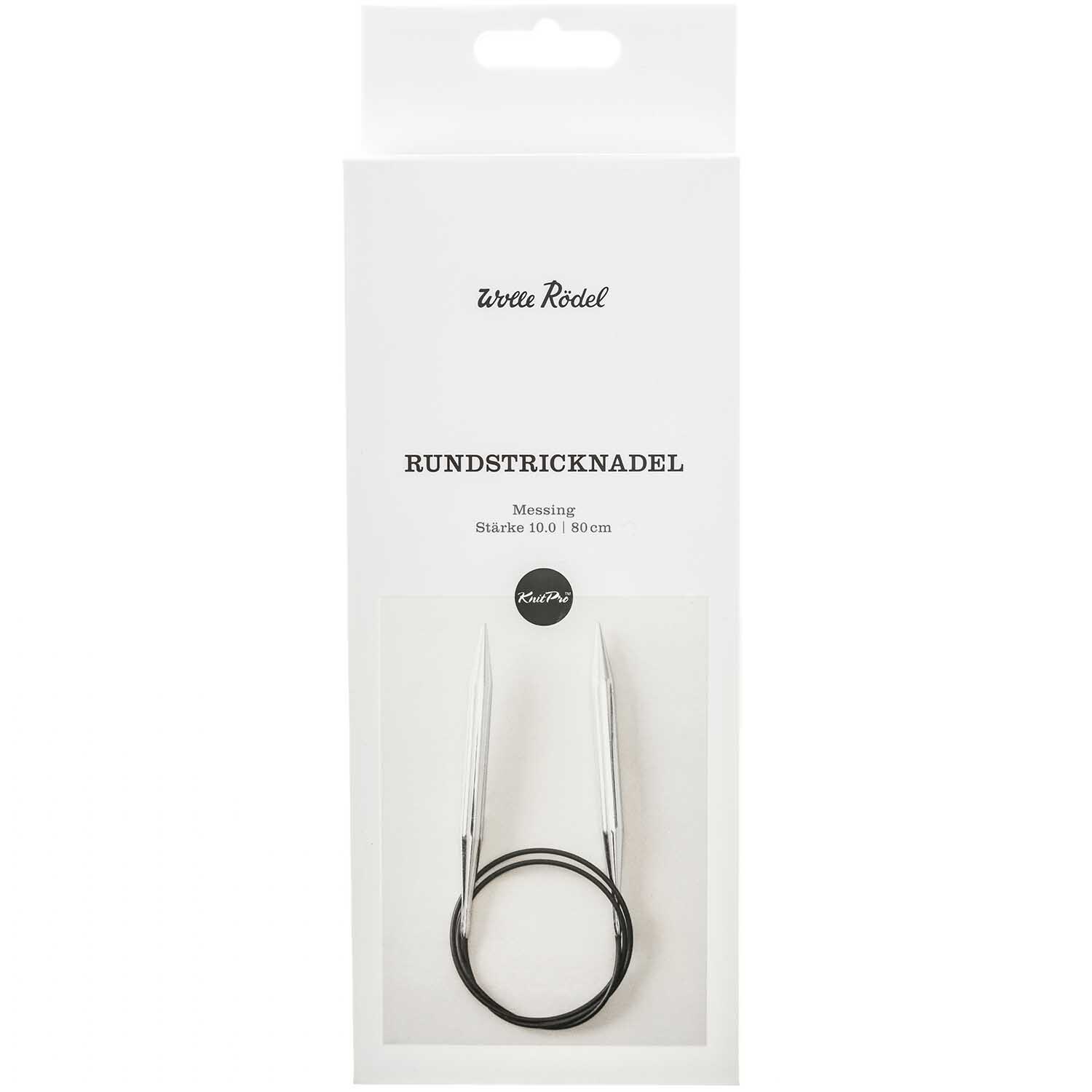 KnitPro Rundstricknadel 80cm aus Messing in Verpackung, ideal für Strickprojekte.