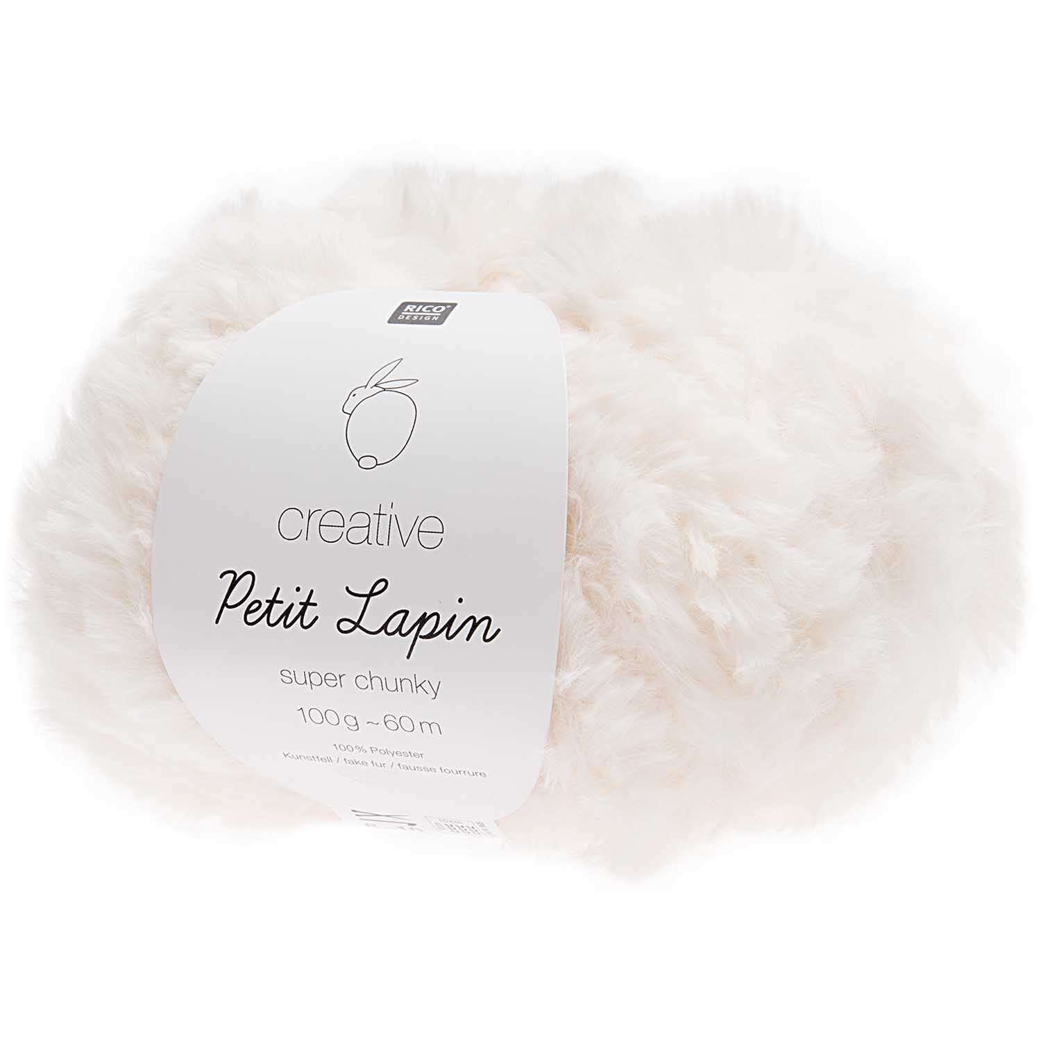Creative Petit Lapin Super Chunky Wolle in Creme von Rico Design, 100g Knäuel, 60m Länge.