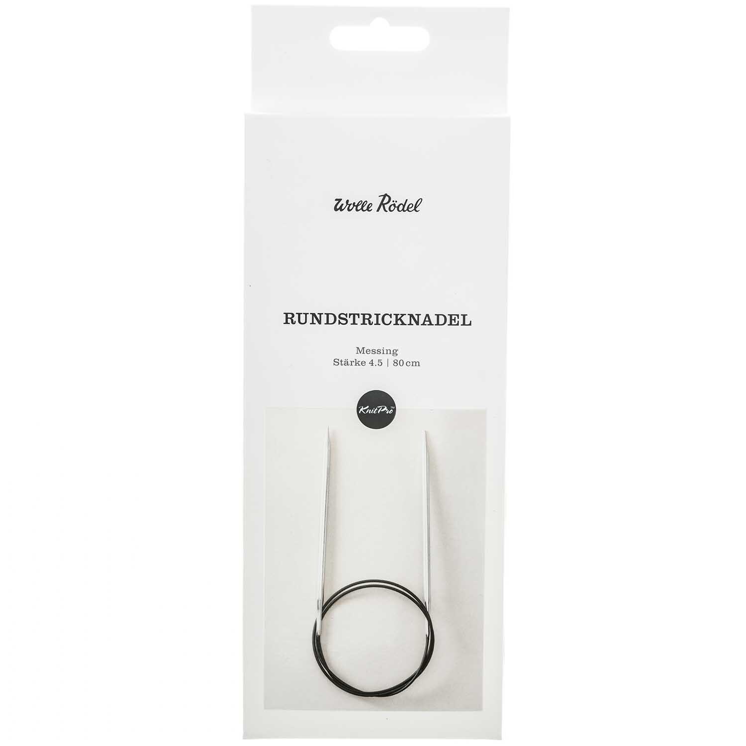 KnitPro Rundstricknadel 80cm aus Messing in Verpackung, ideal für Strickprojekte.