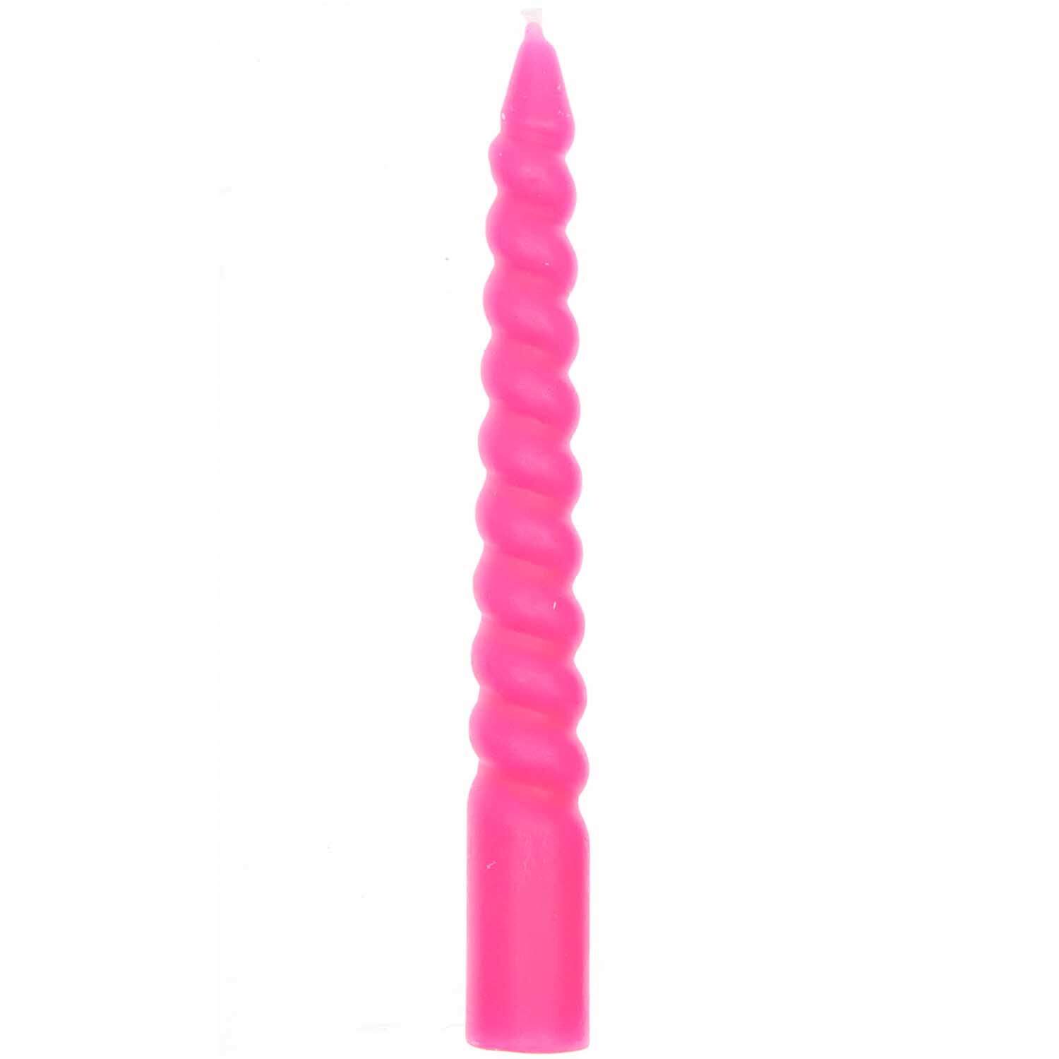 Spiralkerzen 1,2x10cm 10 Stück, leuchtend in Neon Pink von Rico Design, ideal für festliche Dekorationen.