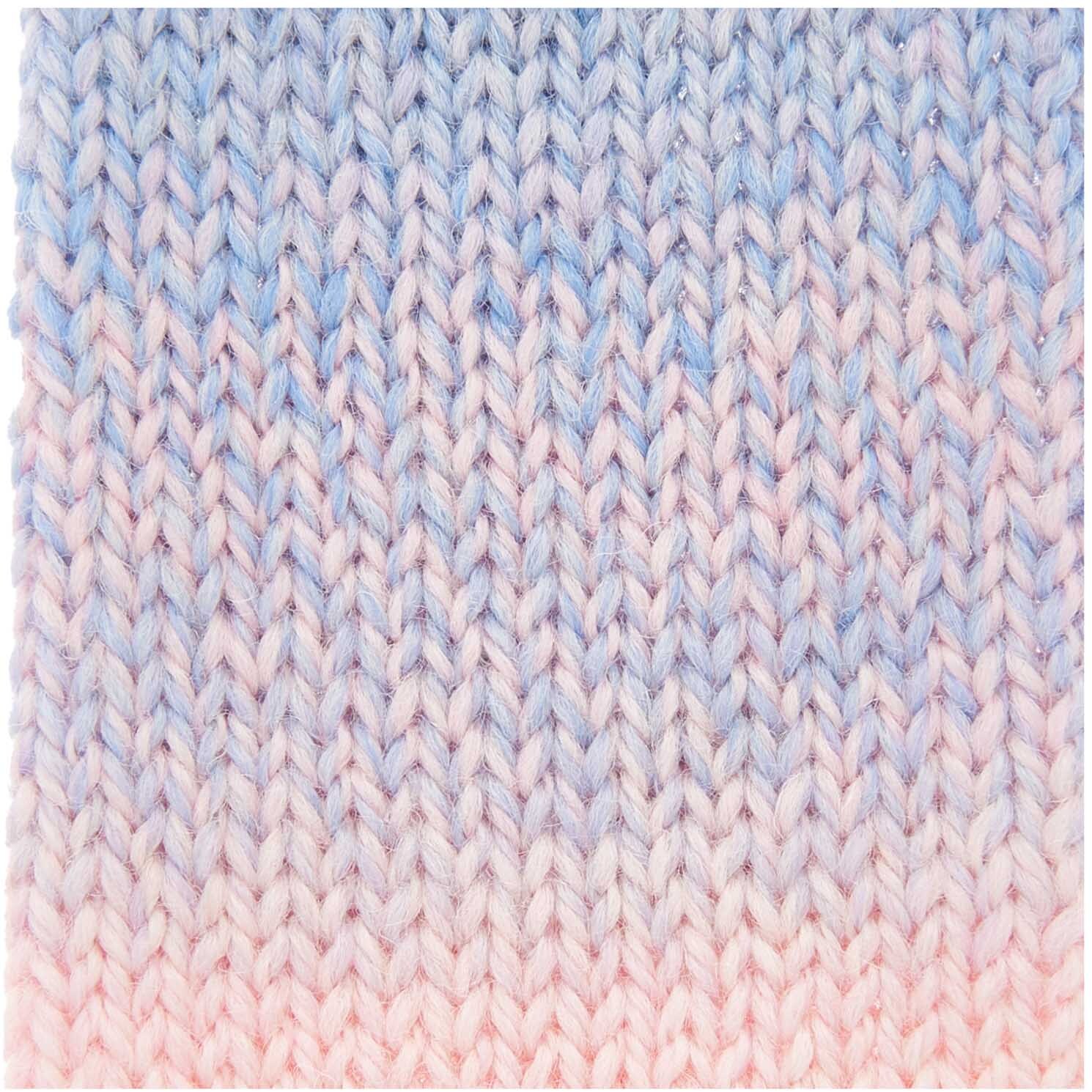 Strumpfwolle Color Fashion: Nahaufnahme eines gestrickten Musters in Pastelltönen, 50g 95m. Ideal für kreative Strickprojekte.