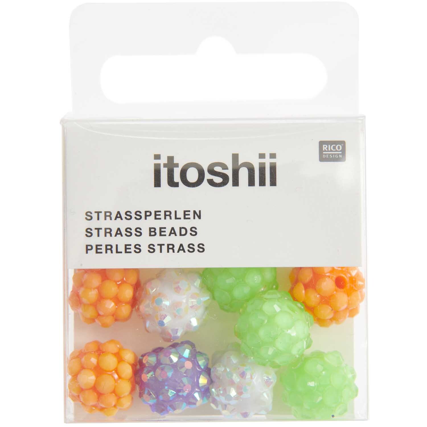 itoshii Strassperlen neon Mix 11mm 12 Stück von Rico Design