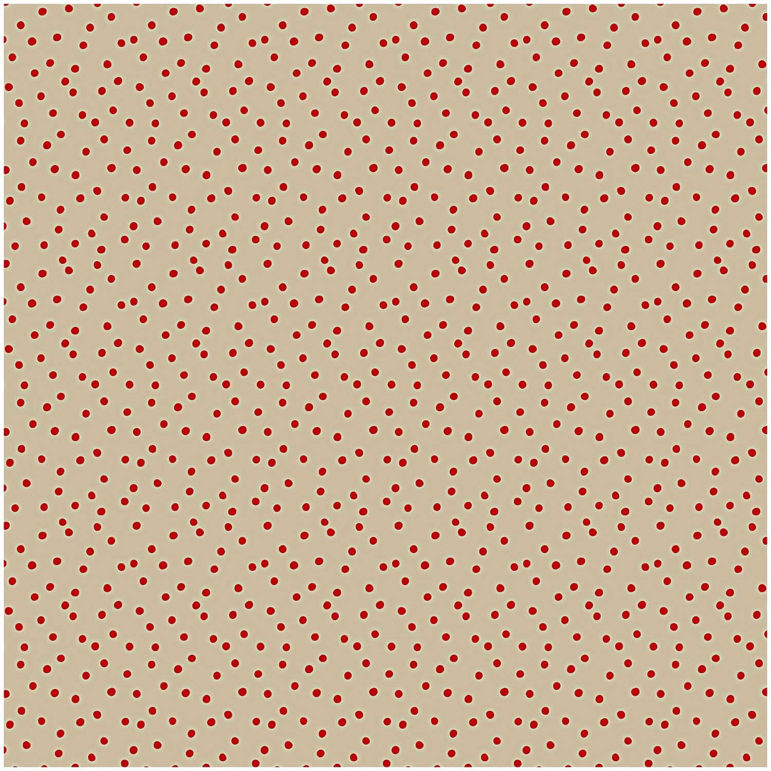 Stoff Punkte natur-rot 140cm breit zeigt ein Muster aus roten Punkten auf naturfarbenem Hintergrund. Ideal für kreative Nähprojekte.