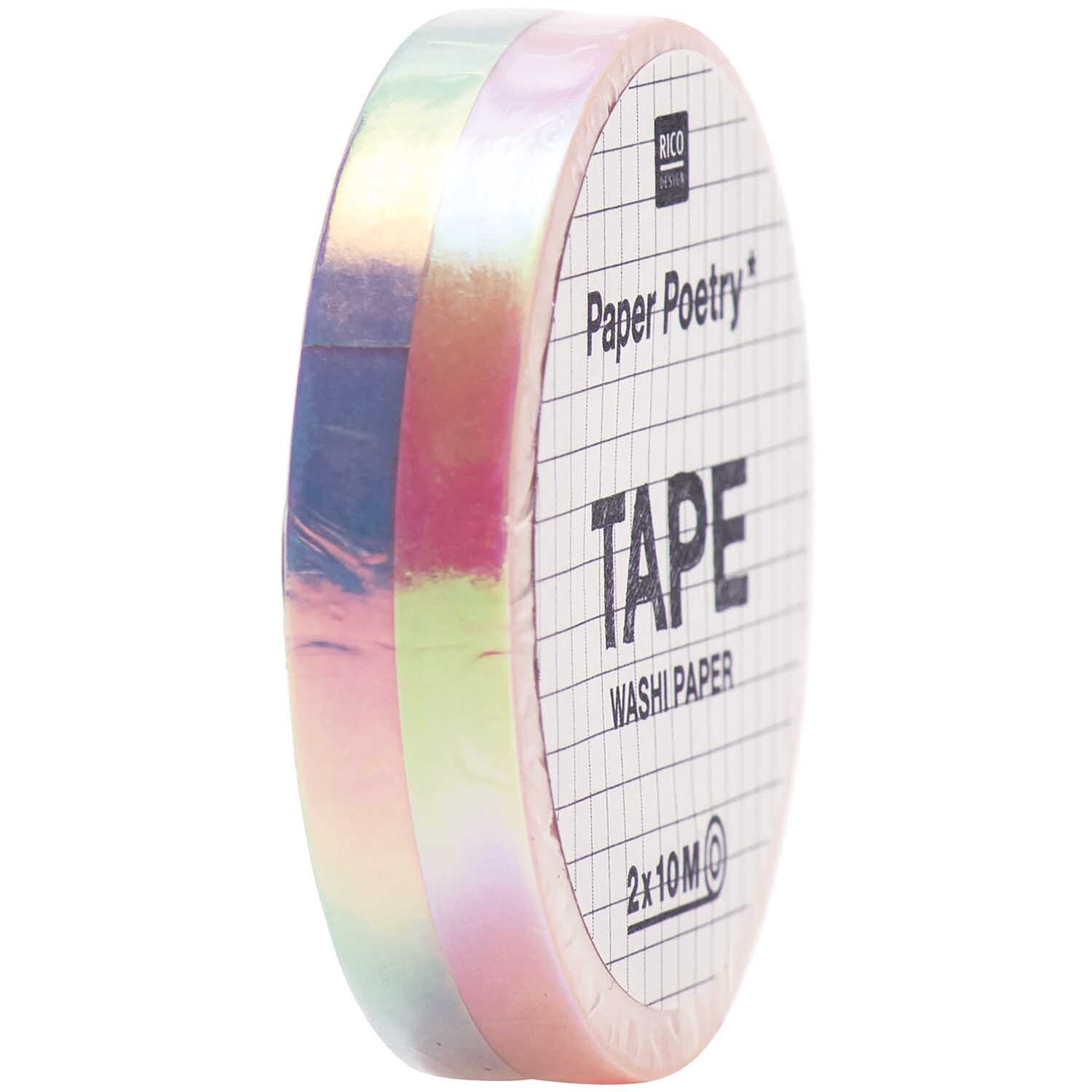 Paper Poetry Tapes irisierend 5mm 10m 2 Stück Farbe Rosa-Flieder von Rico Design