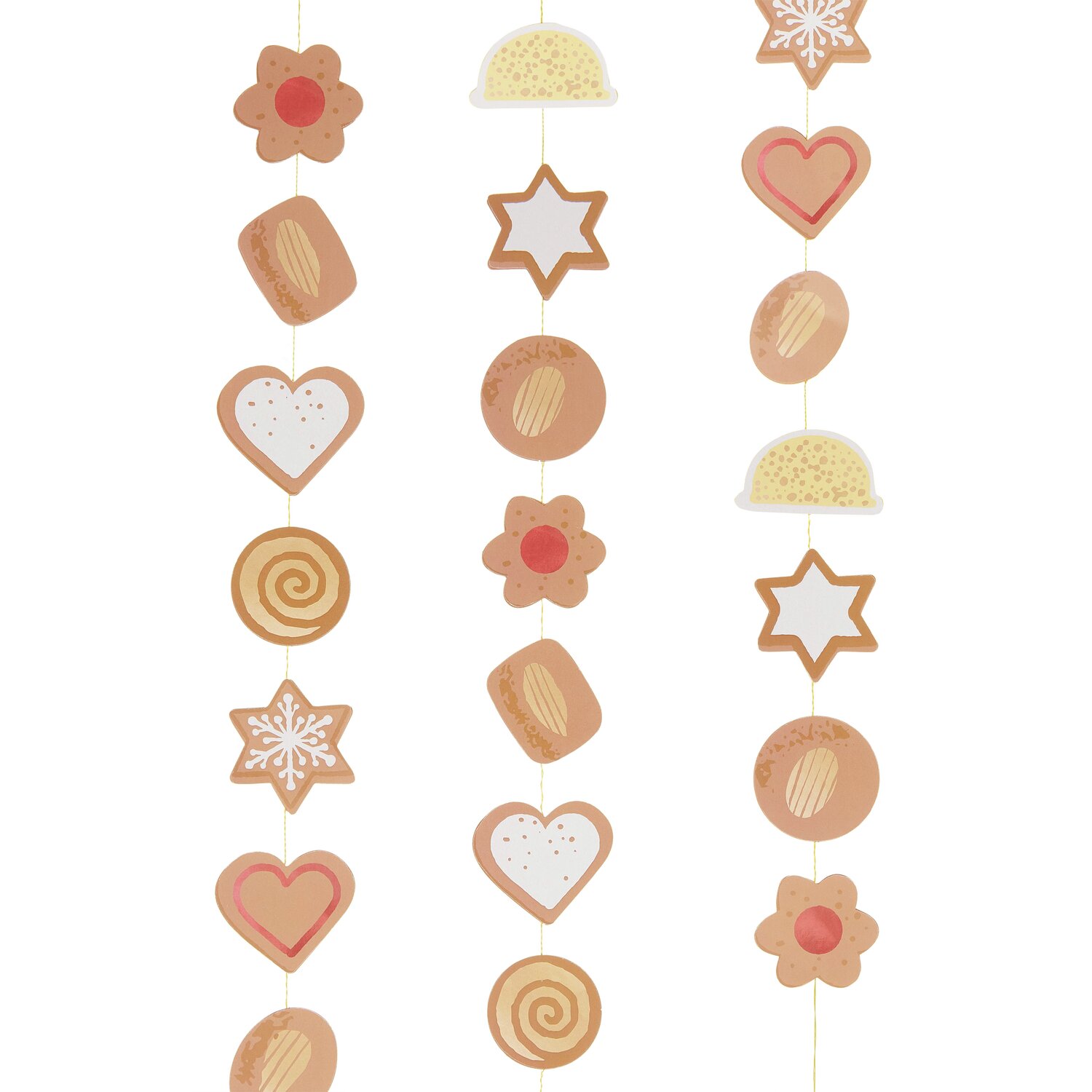Paper Poetry Genähte Girlande Cookies zeigt bunte Keksformen in Herz-, Stern- und Blumenmotiven.