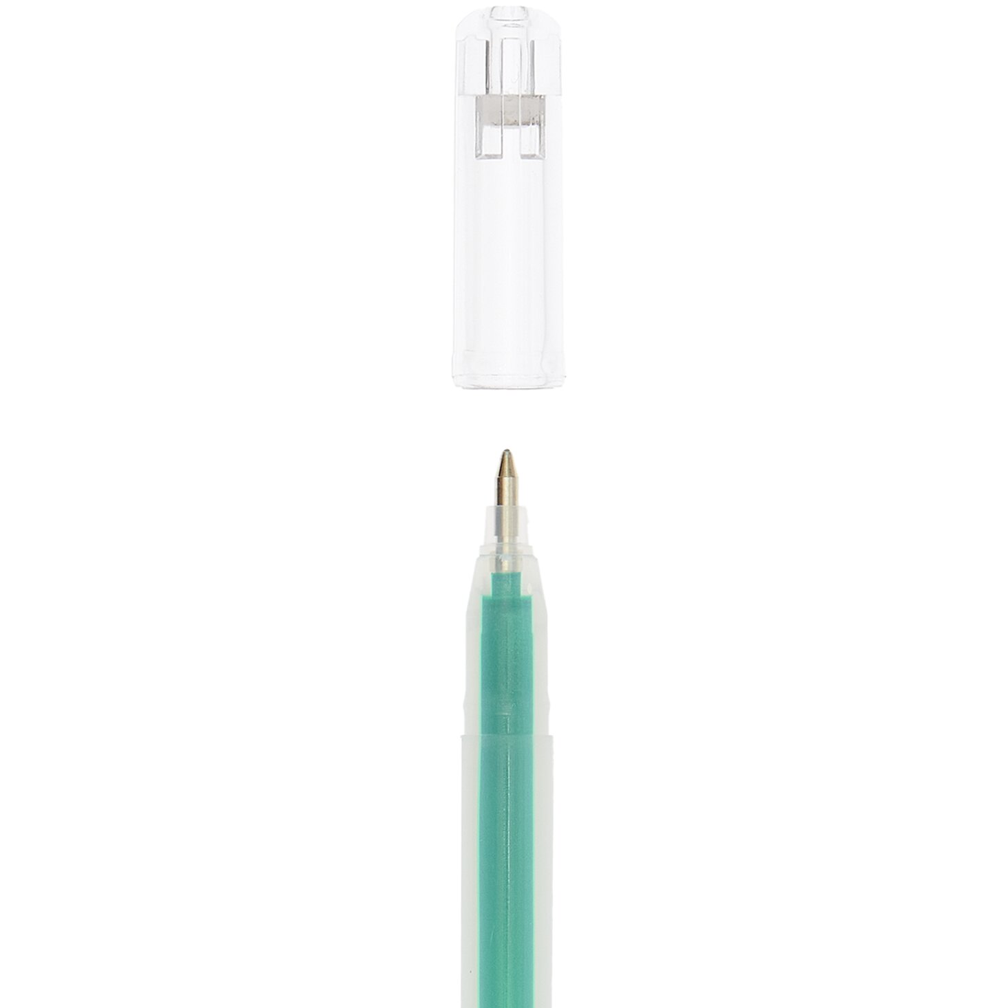 Gelstift Metallic 0,8mm von Rico Design in Grün, mit abnehmbarem transparentem Deckel, ideal für kreative Projekte.