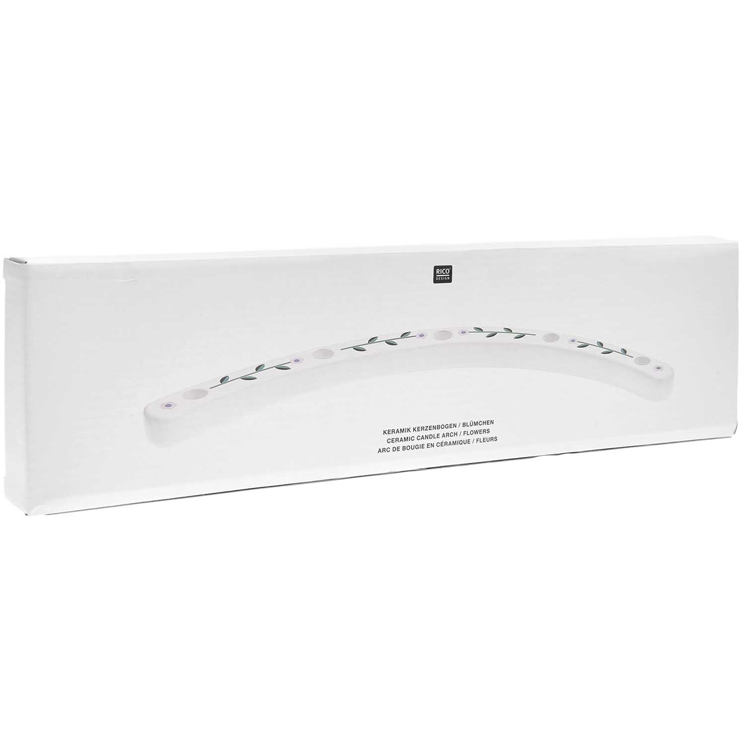 Keramik Kerzenbogen Blümchen 40x11x2cm von Rico Design