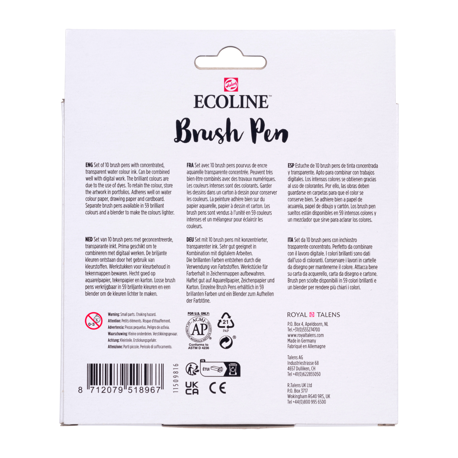 Ecoline Brush Pen Set Portraitfarben  10 Stück  von Royal Talens