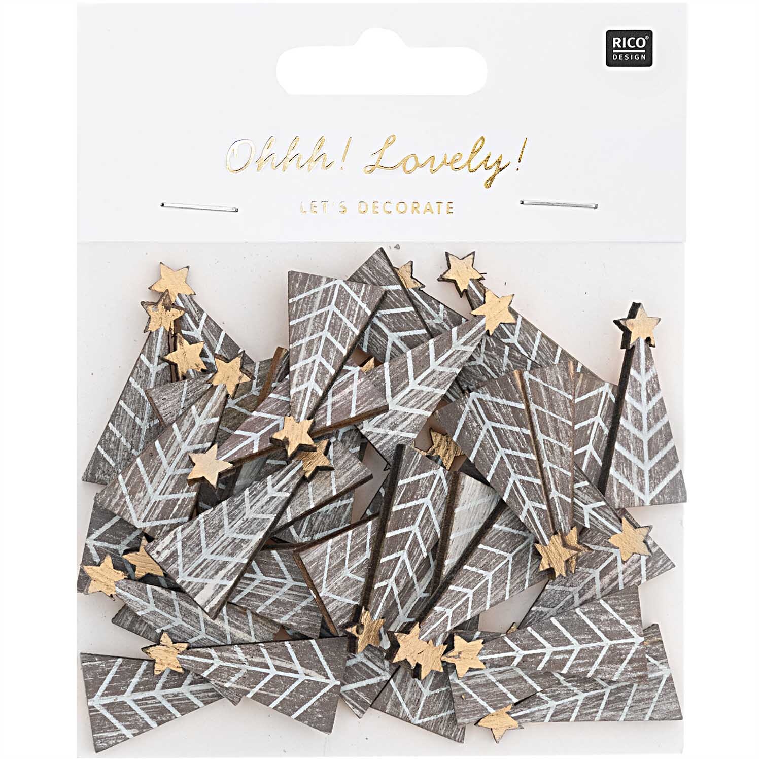Holzstreu Tannenbaum shabby chic 15x30mm 48 Stück von Rico Design