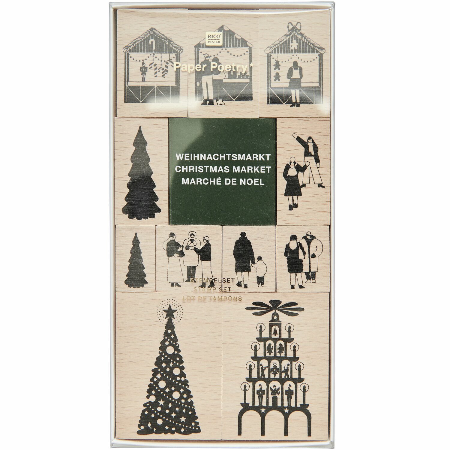 Paper Poetry Stempelset Weihnachtsmarkt 12-teilig von Rico Design