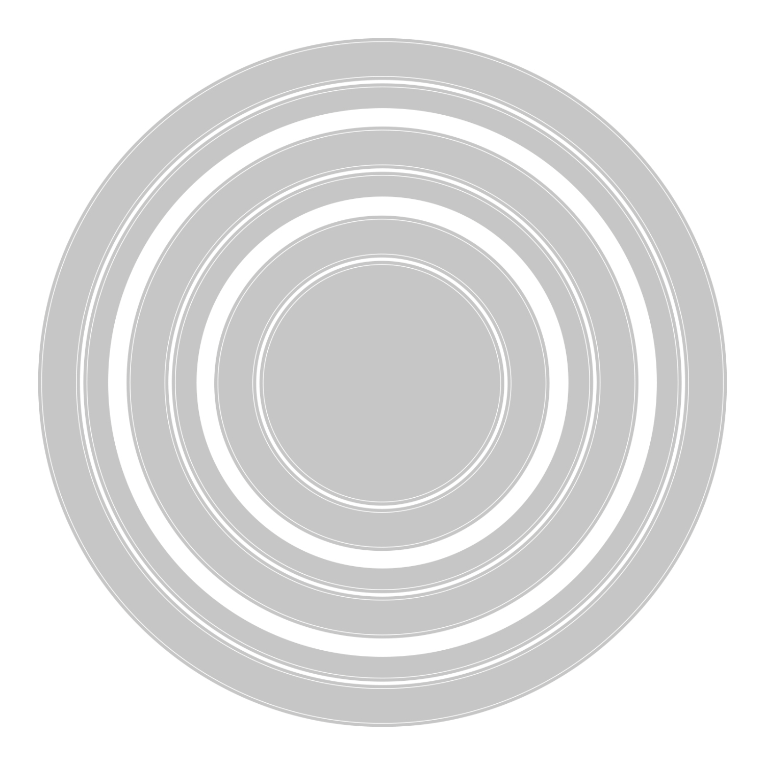 Framelits Die Set Circle Frames 6PK von Sizzix zeigt sechs konzentrische Kreise in Grau. Ideal für kreative Bastelprojekte.
