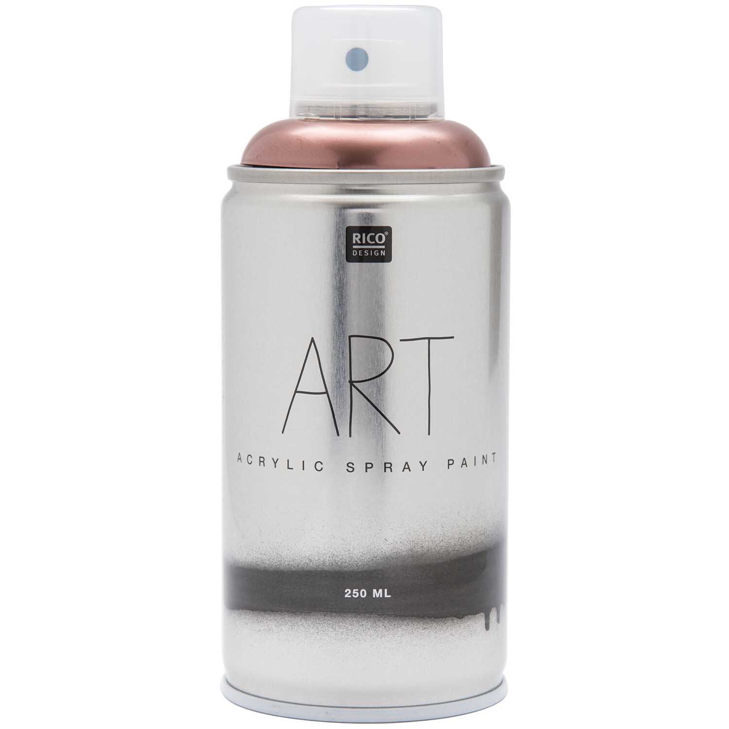 Art Acrylic Spray Paint roségold 250ml von Rico Design. Die Dose zeigt roségoldene Farbe.
