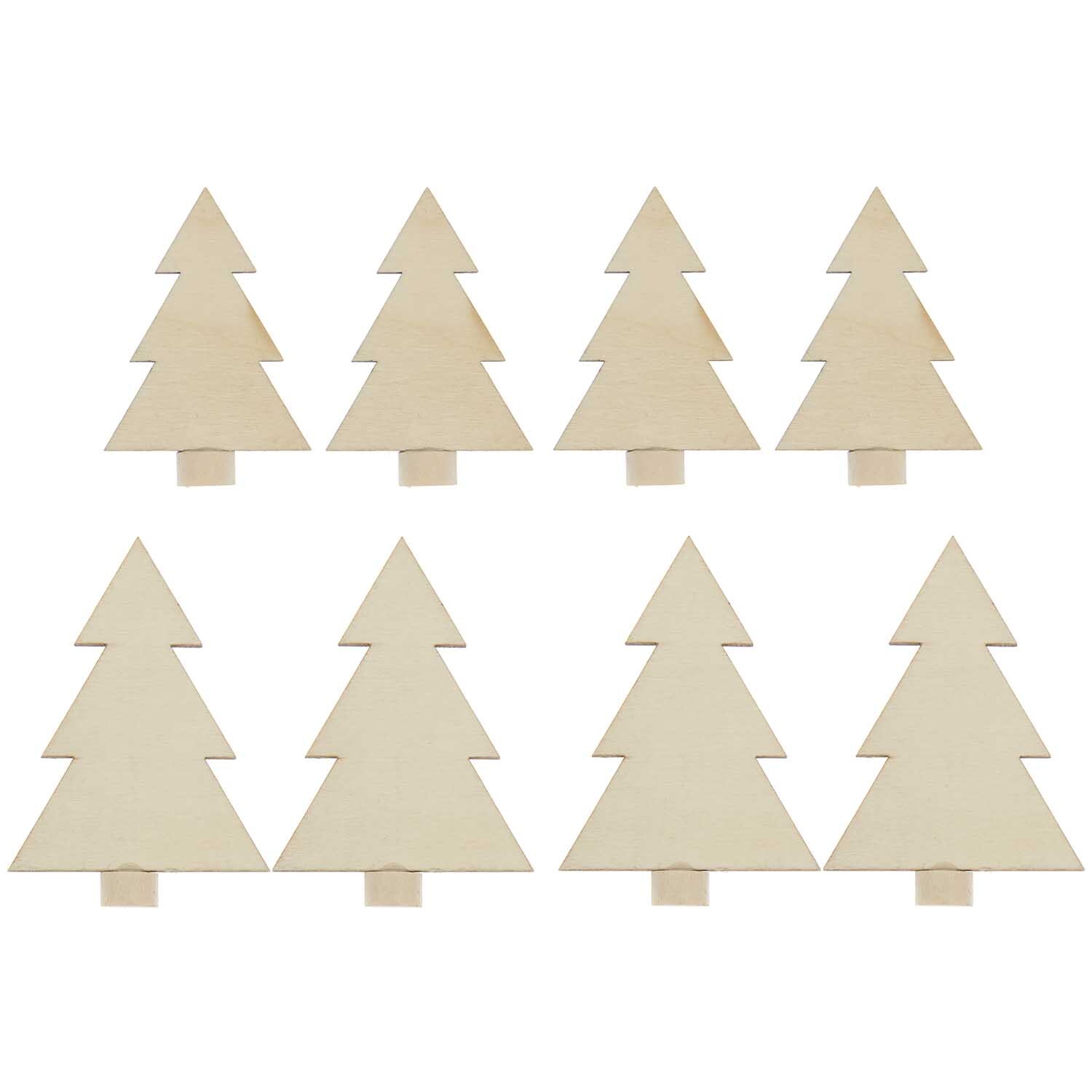 Adventskranzfiguren Tanne 8 Stück aus Holz von Rico Design, ideal für natürliche Weihnachtsdekoration.