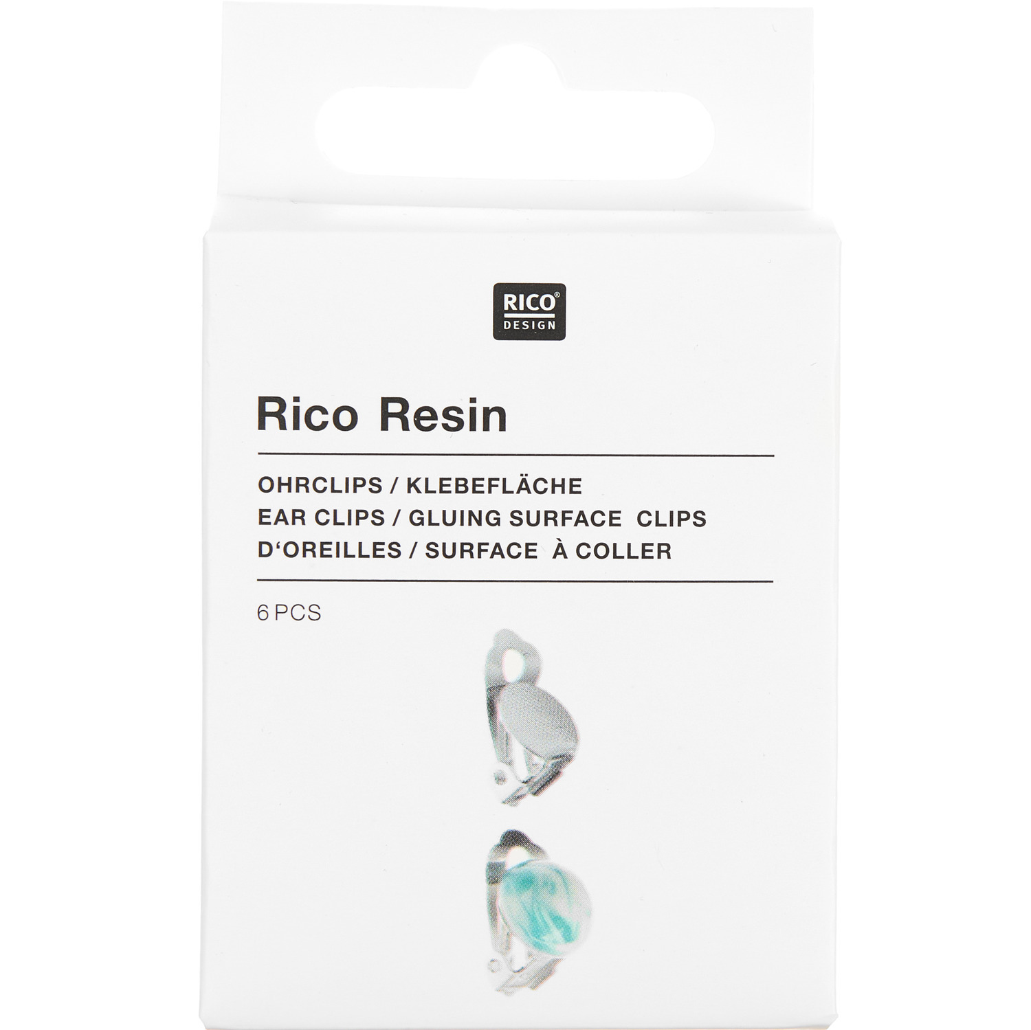 Ohrclips mit runder Klebefläche  6 Stück von Rico Design