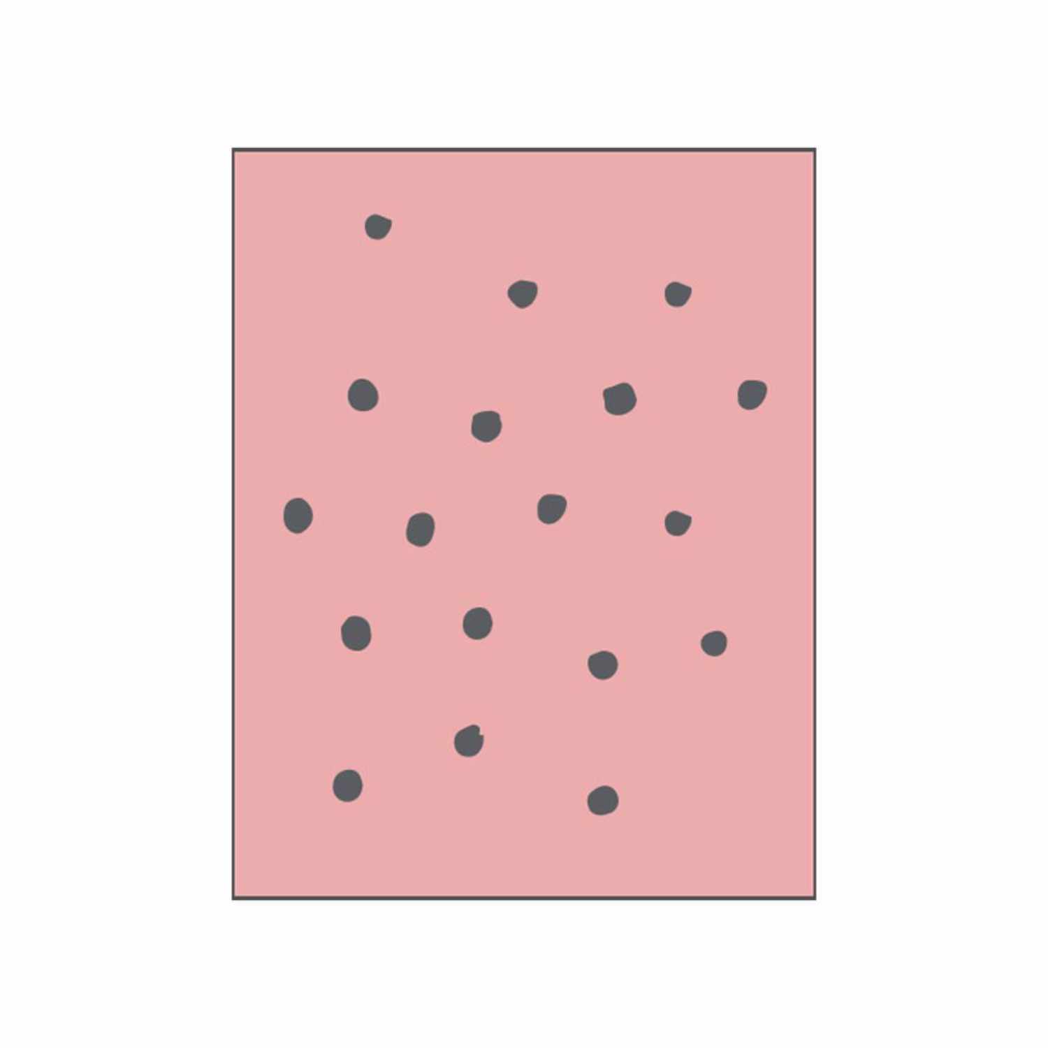 Stempel Pattern 2 rosa 35x45mm mit unregelmäßigen schwarzen Punkten auf rosa Hintergrund.