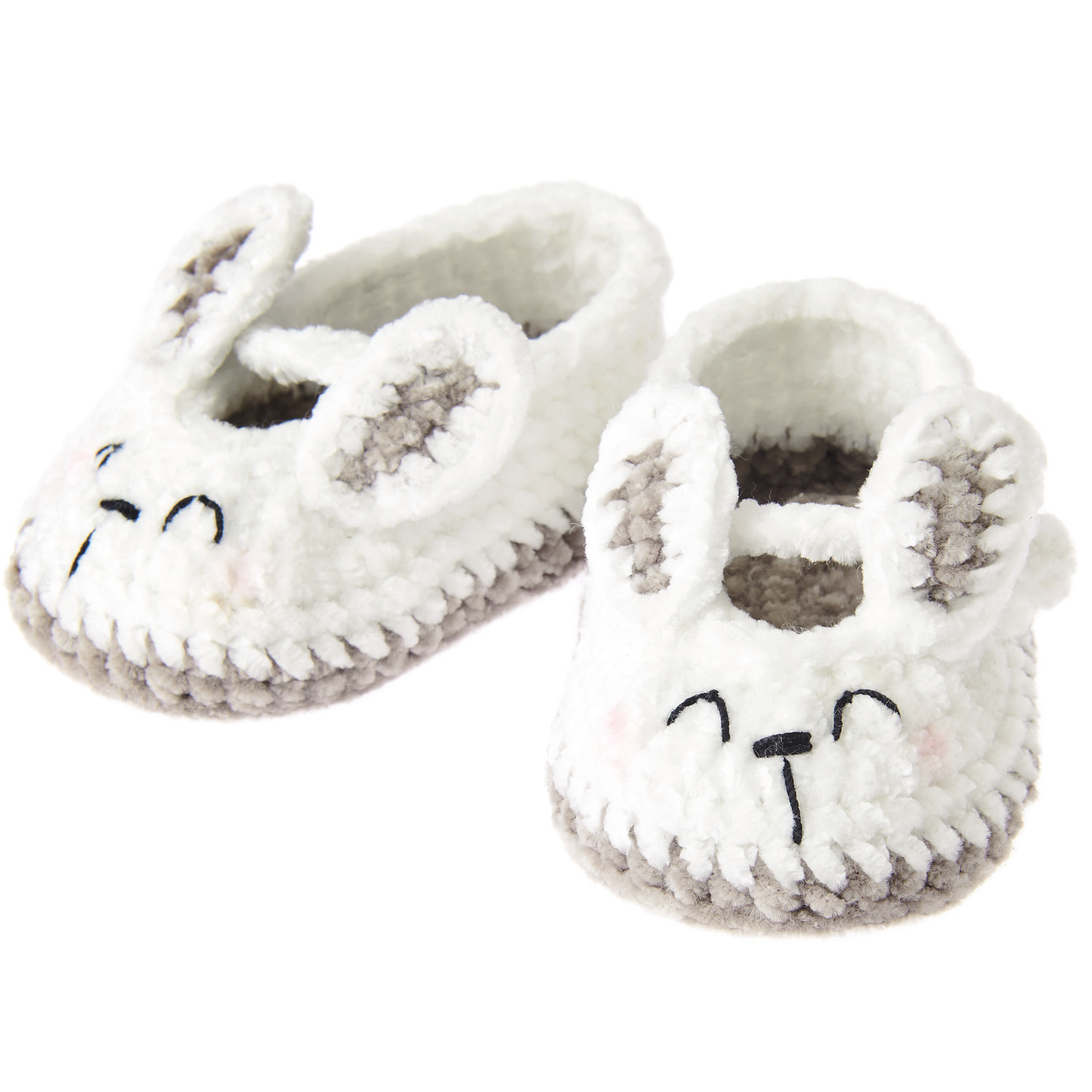 Ricorumi Nilli Nilli: Süße weiße Baby Booties in Hasenform, gehäkelt, von Rico Design. Ideal für Neugeborene.