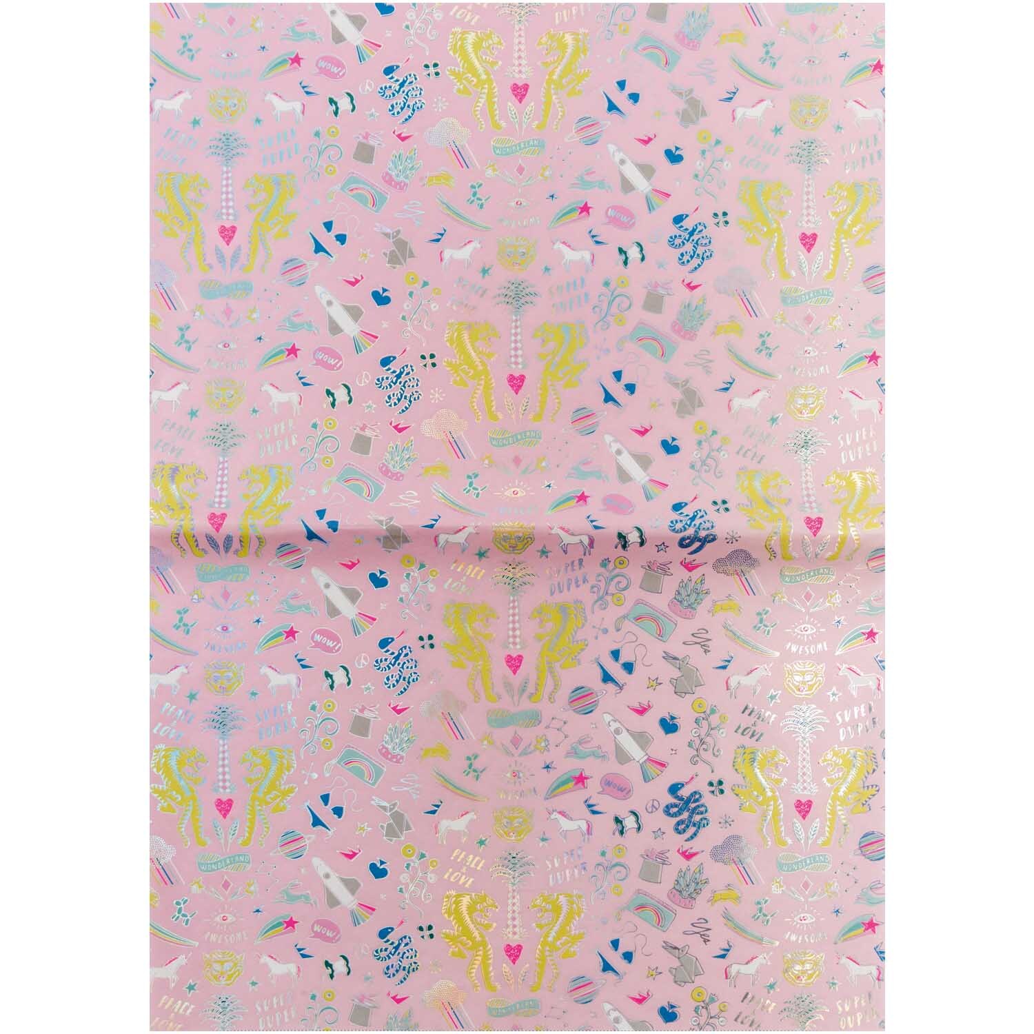 Paper Patch Papier Wonderland pink 30x42cm mit verspieltem Muster in Neonfarben von Rico Design. Ideal für kreative Bastelprojekte.