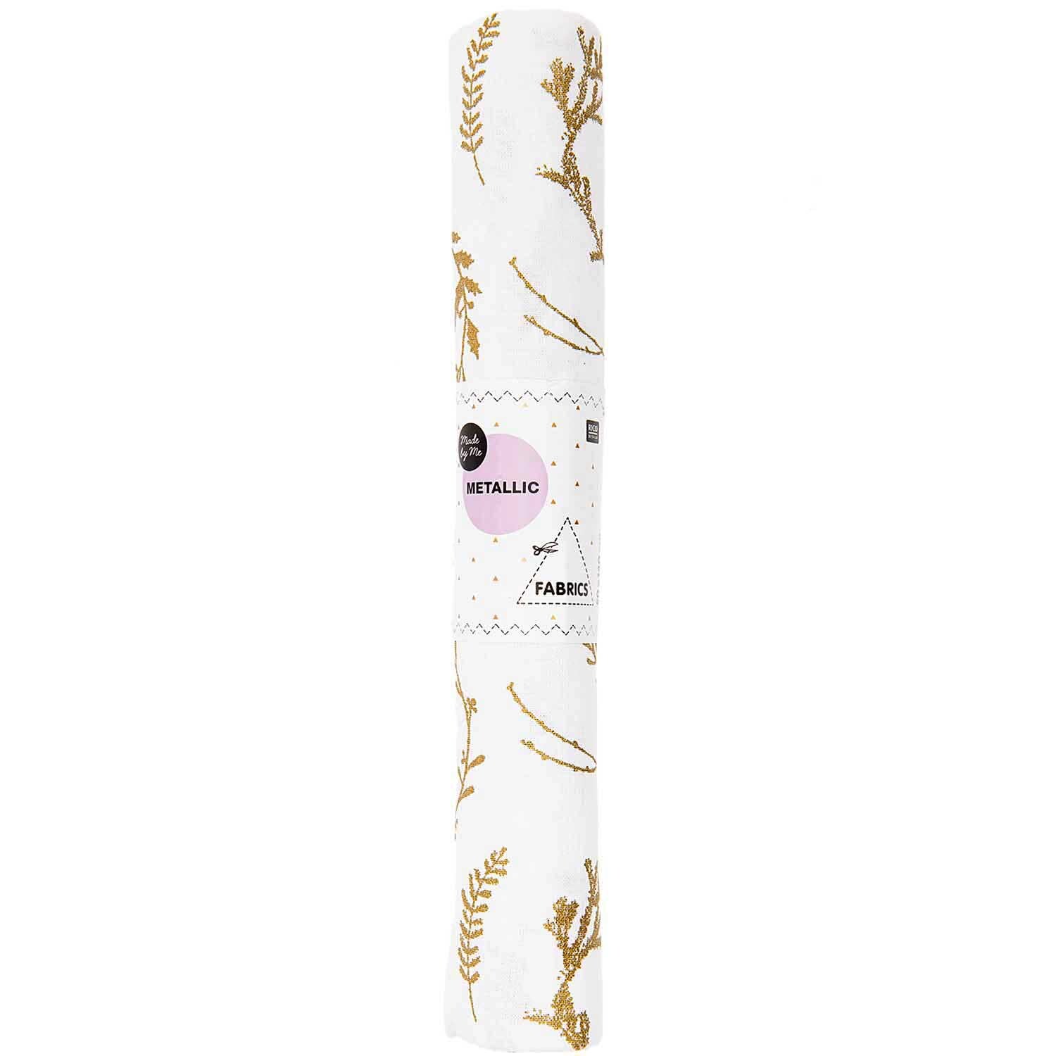 Druckstoff Nostalgic Christmas Kränze weiß-gold 50x140cm von Rico Design
