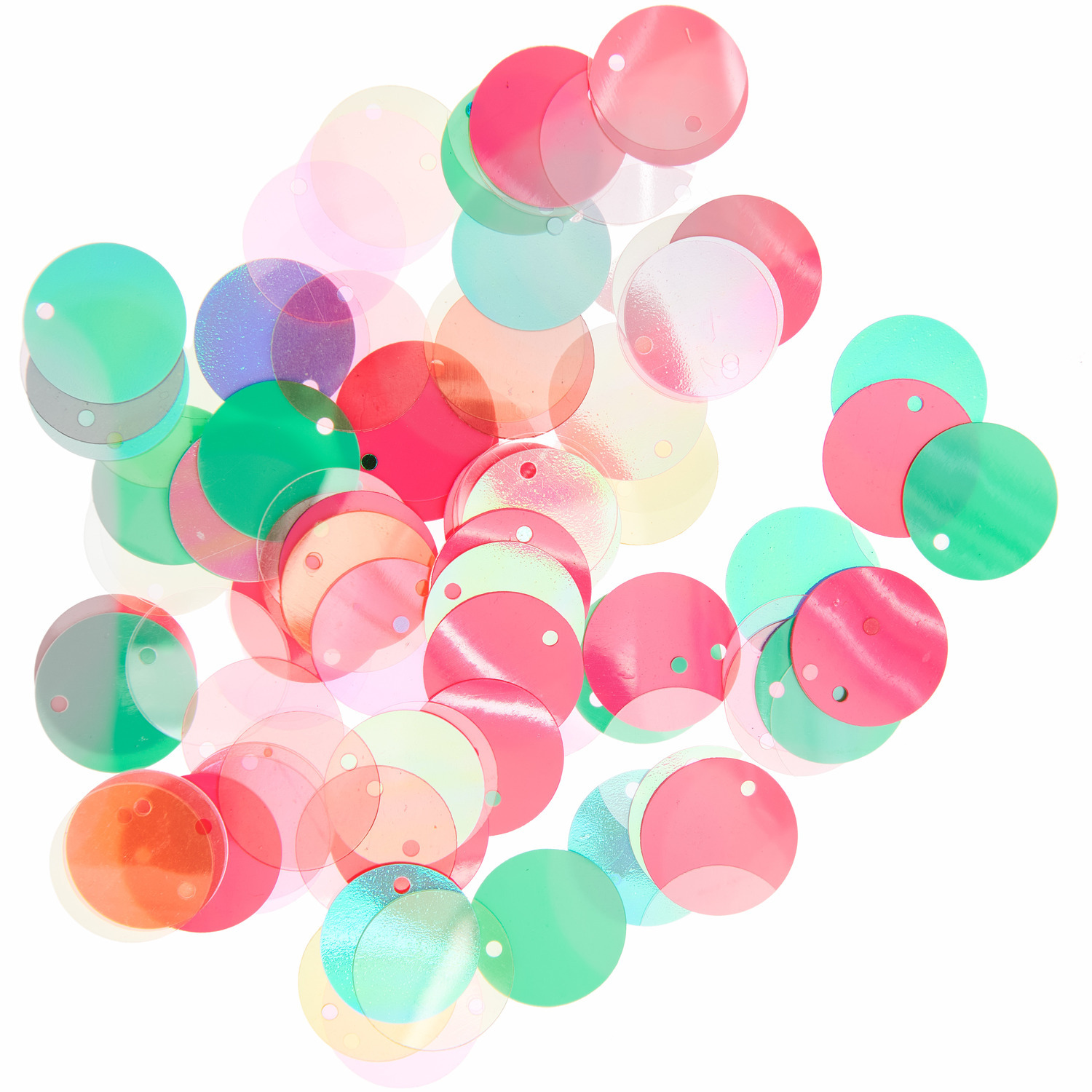 Pailletten-Set rund 20mm 14g von Rico Design zeigt eine Vielzahl an schimmernden, mehrfarbigen Pailletten.