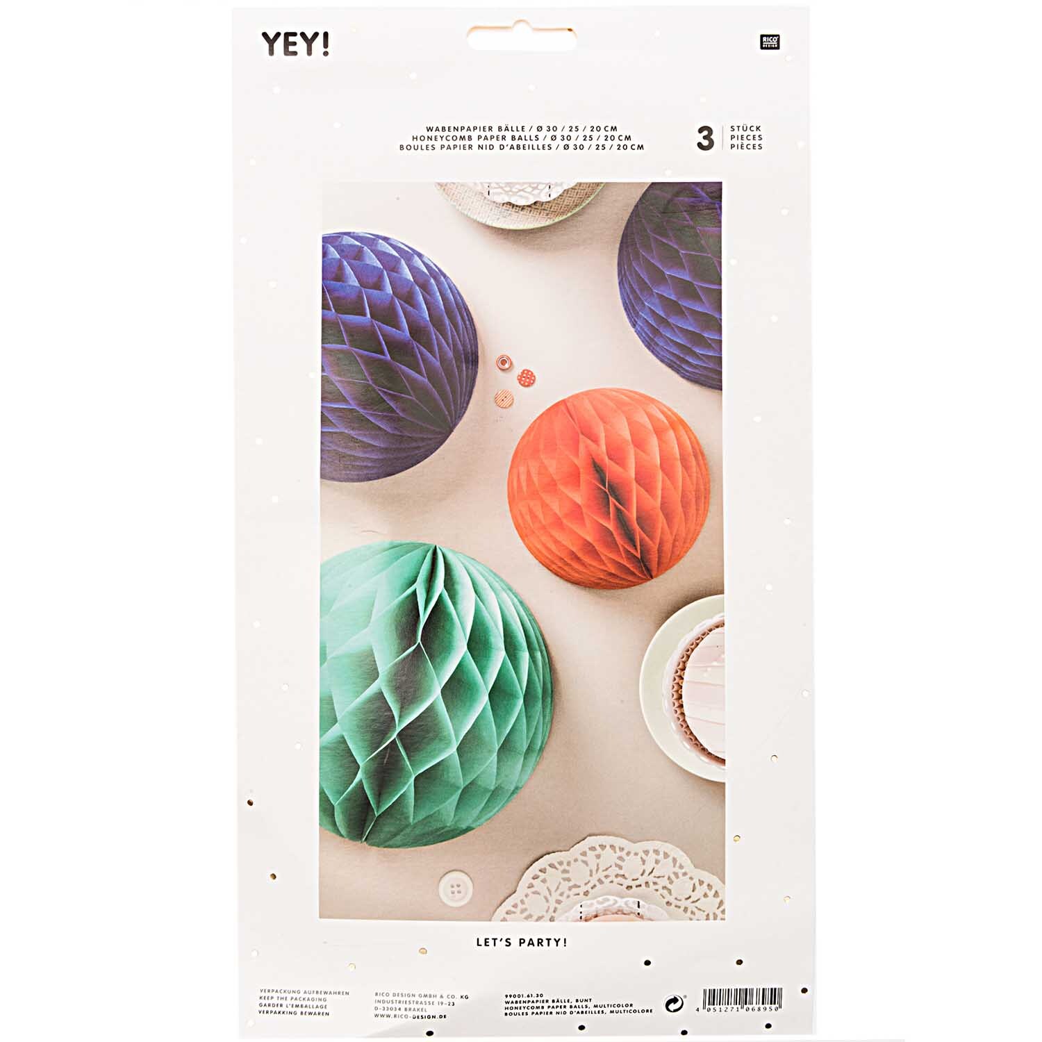 Wabenpapier Bälle mehrfarbig 3 Stück von Rico Design