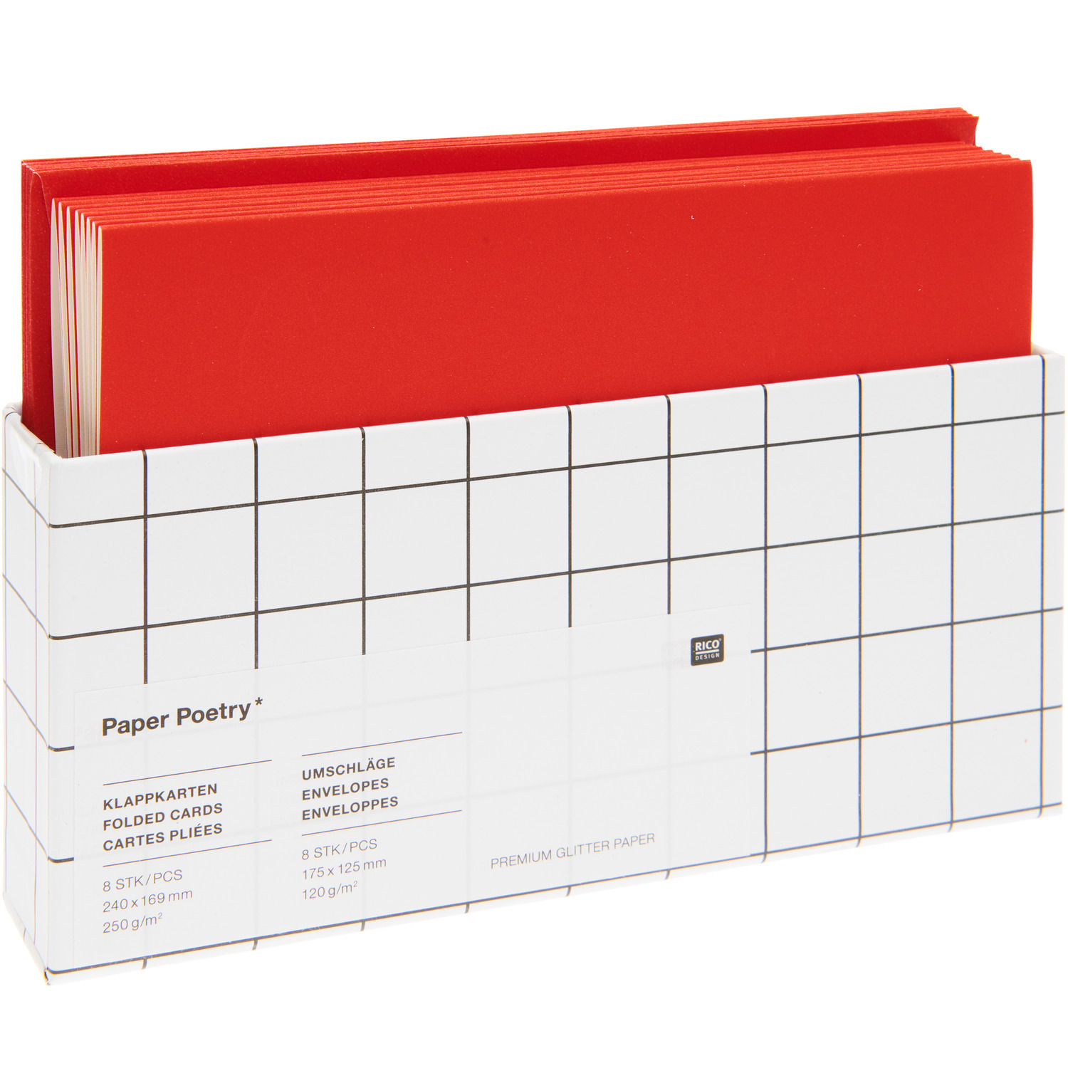 Paper Poetry Karten- und Umschlagset Matt B6 16-teilig von Rico Design