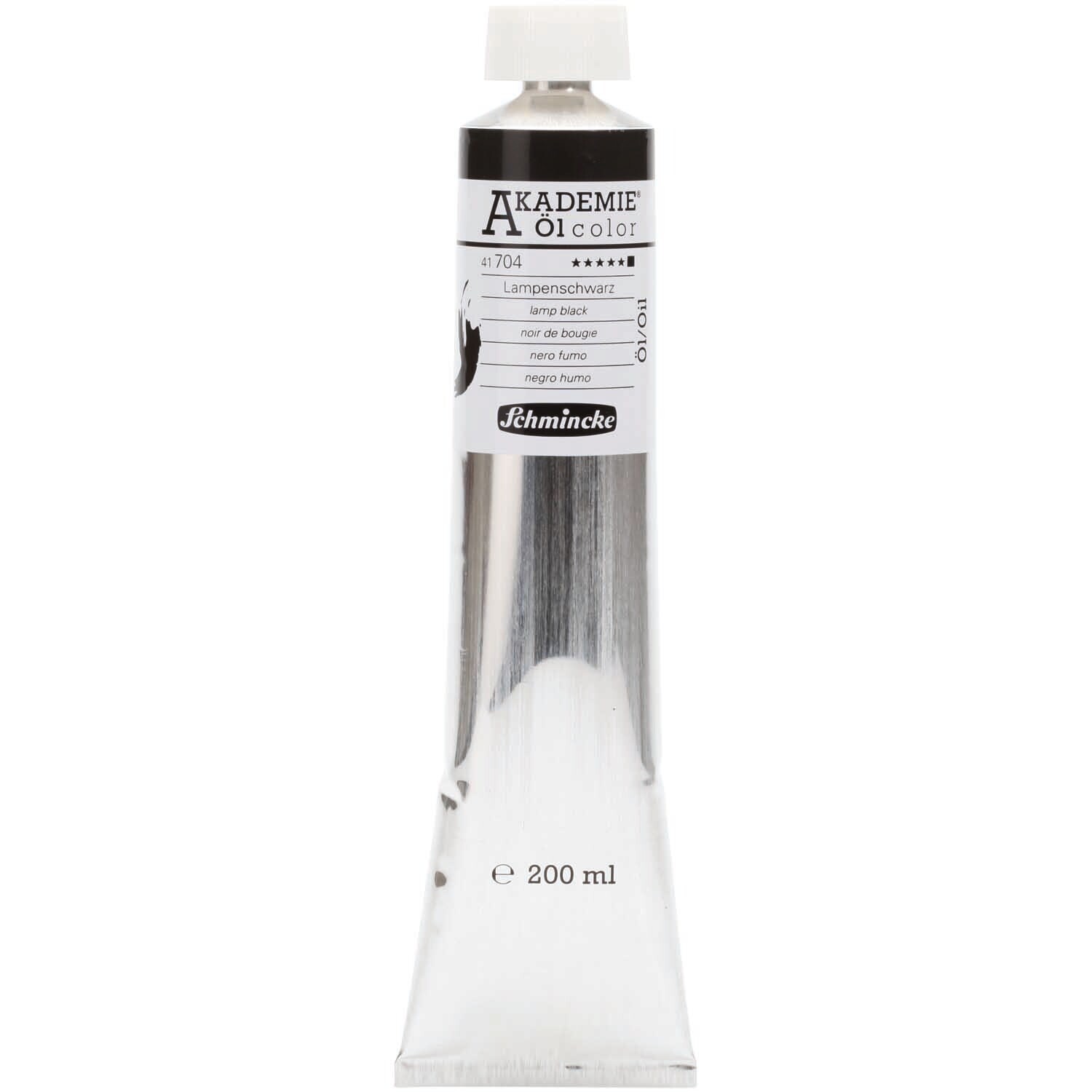 Akademie Öl lampenschwarz 200ml von Schmincke, Tube mit schwarzer Ölfarbe, ideal für Künstler.