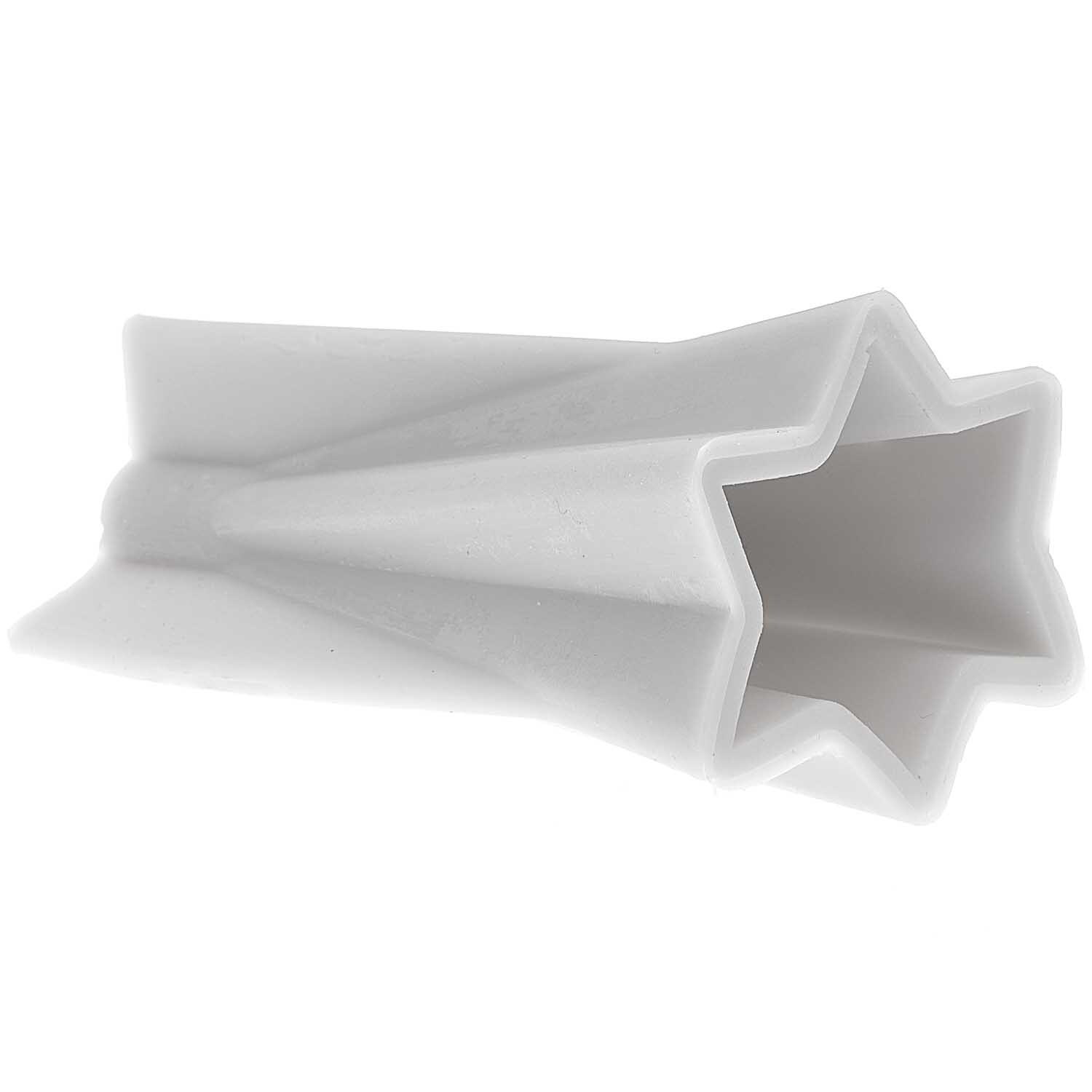 Kerzengießform Sternenkegel 70x70x135mm aus weißem Material, ideal für kreative Kerzenprojekte.