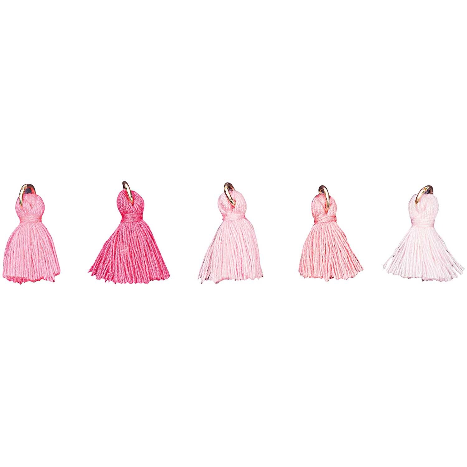Anhänger Quasten Mix candy 5 Stück in Rosa von Rico Design, perfekt für kreative Bastelprojekte.